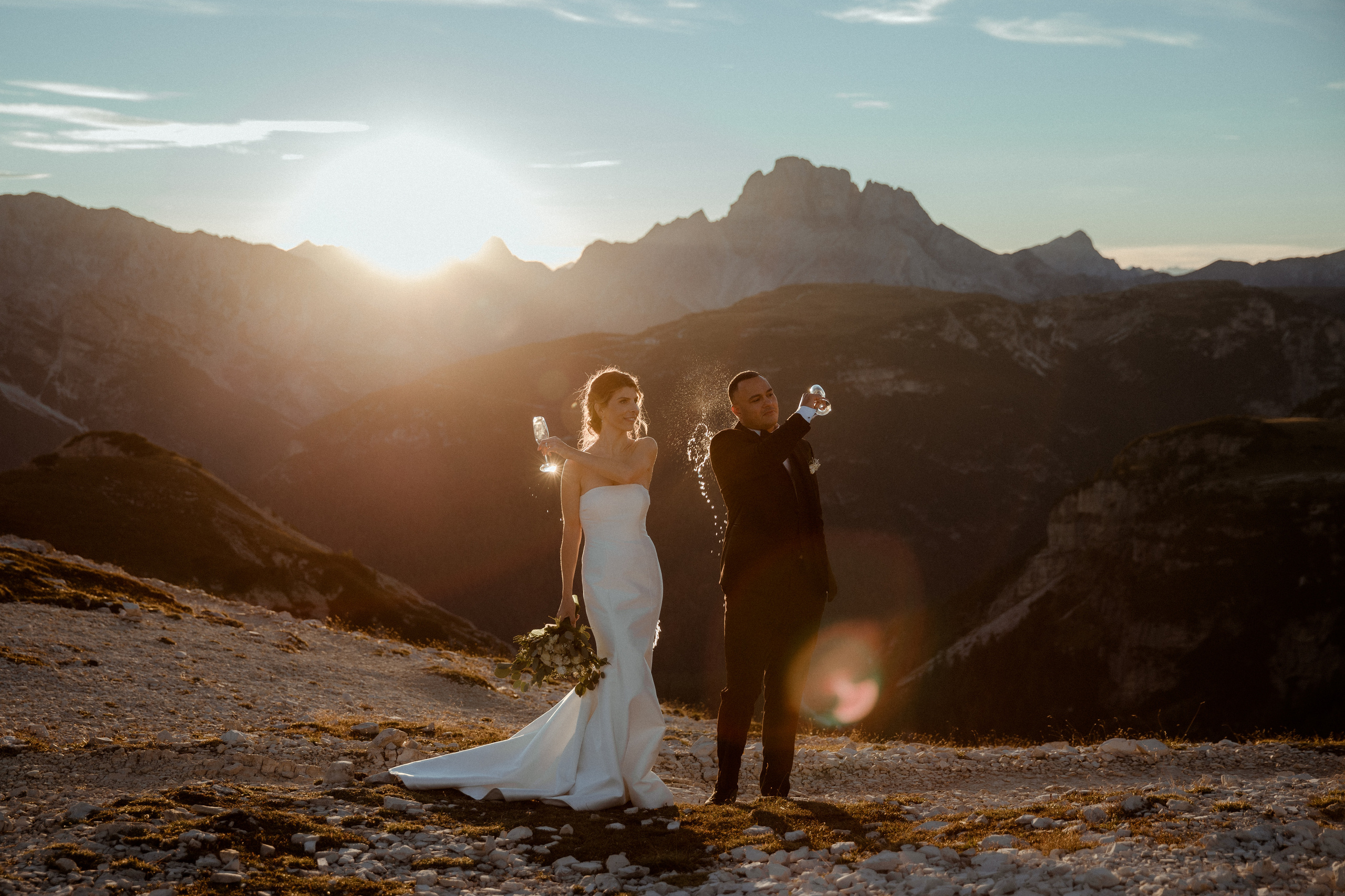 Sunrise Dolomites Elopement. Iceland elopement photographer & videographer