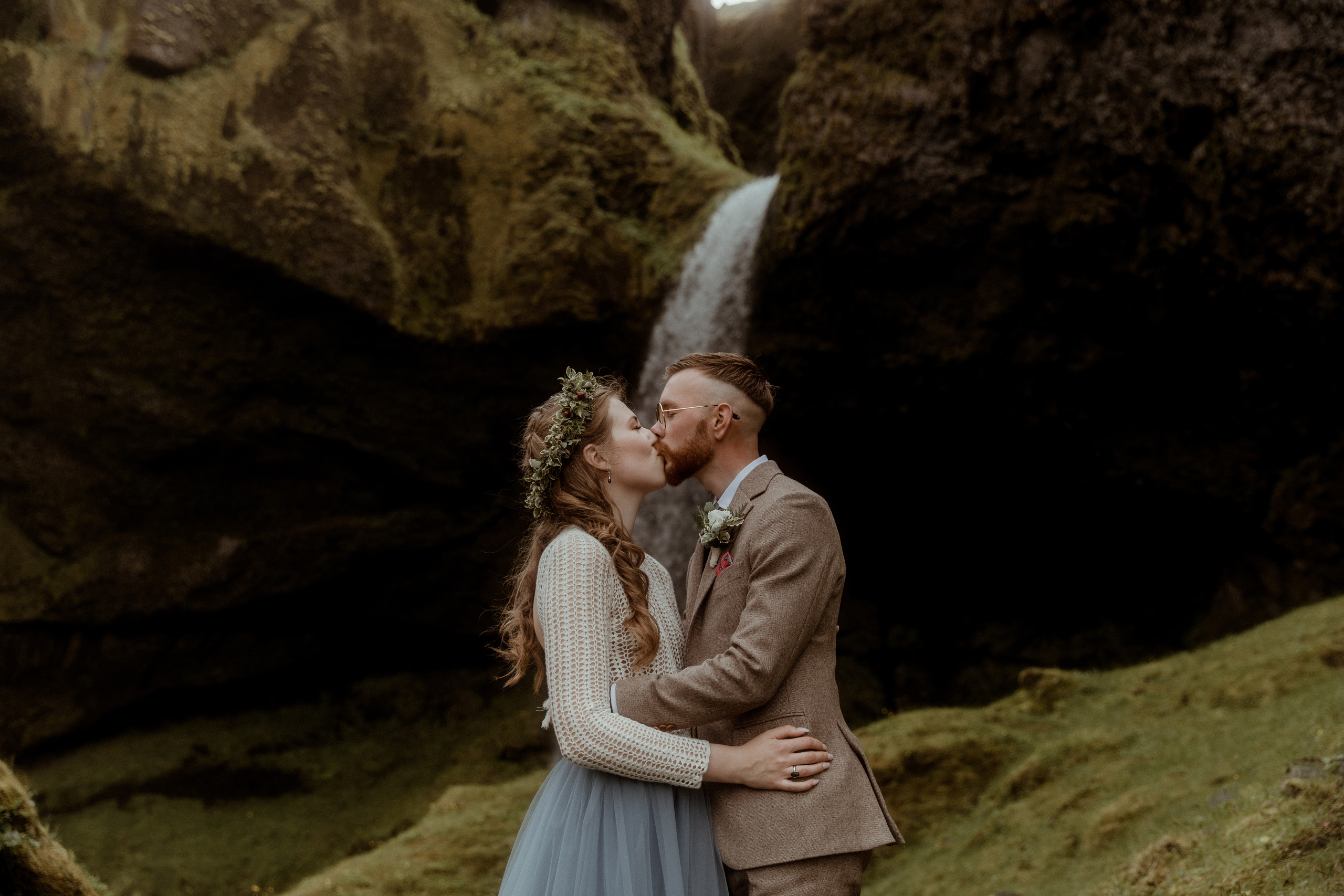 Iceland Secret Waterfall Elopement. Iceland elopement photo and video | Nikolaichik Photo