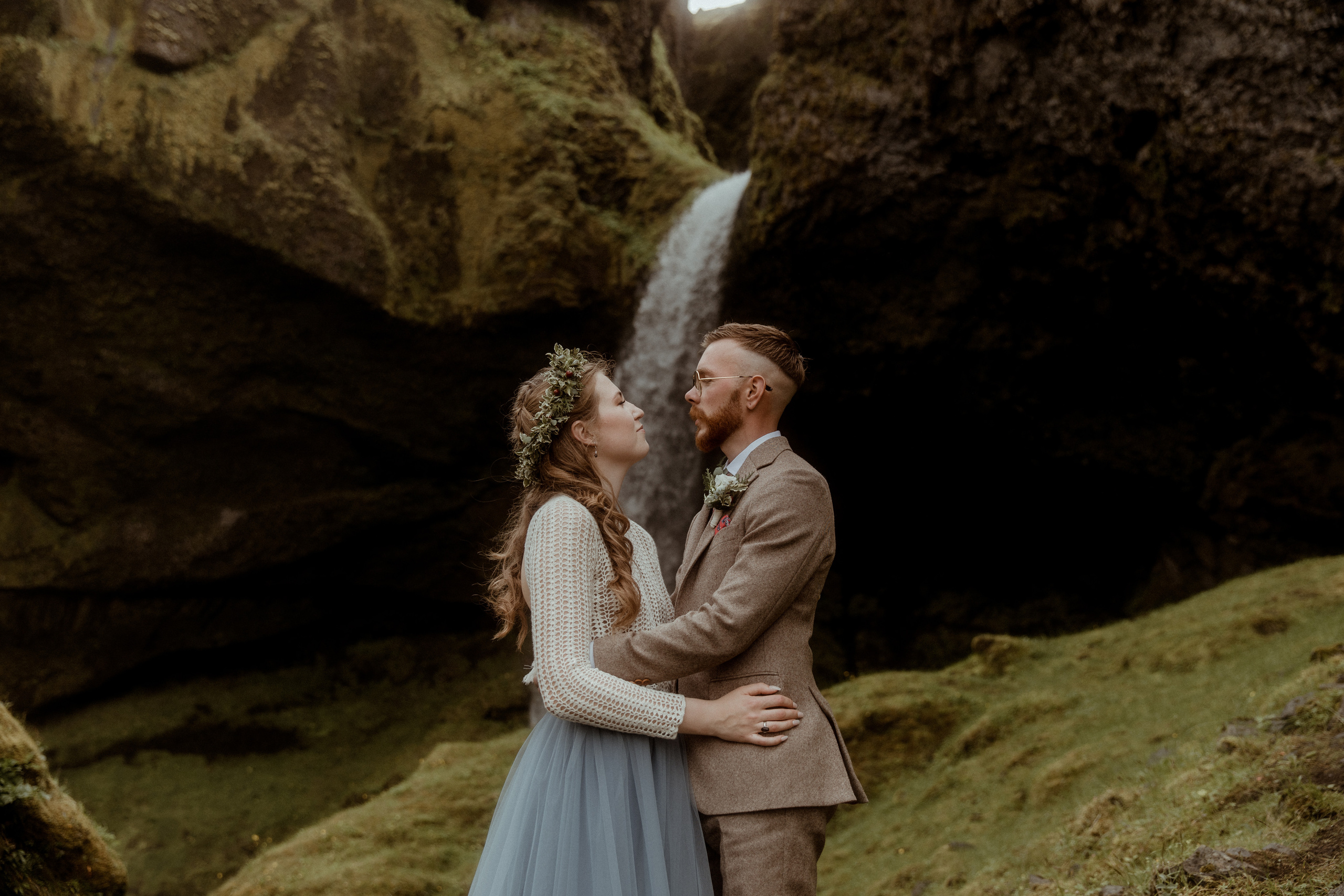 Iceland Secret Waterfall Elopement. Iceland elopement photo and video | Nikolaichik Photo