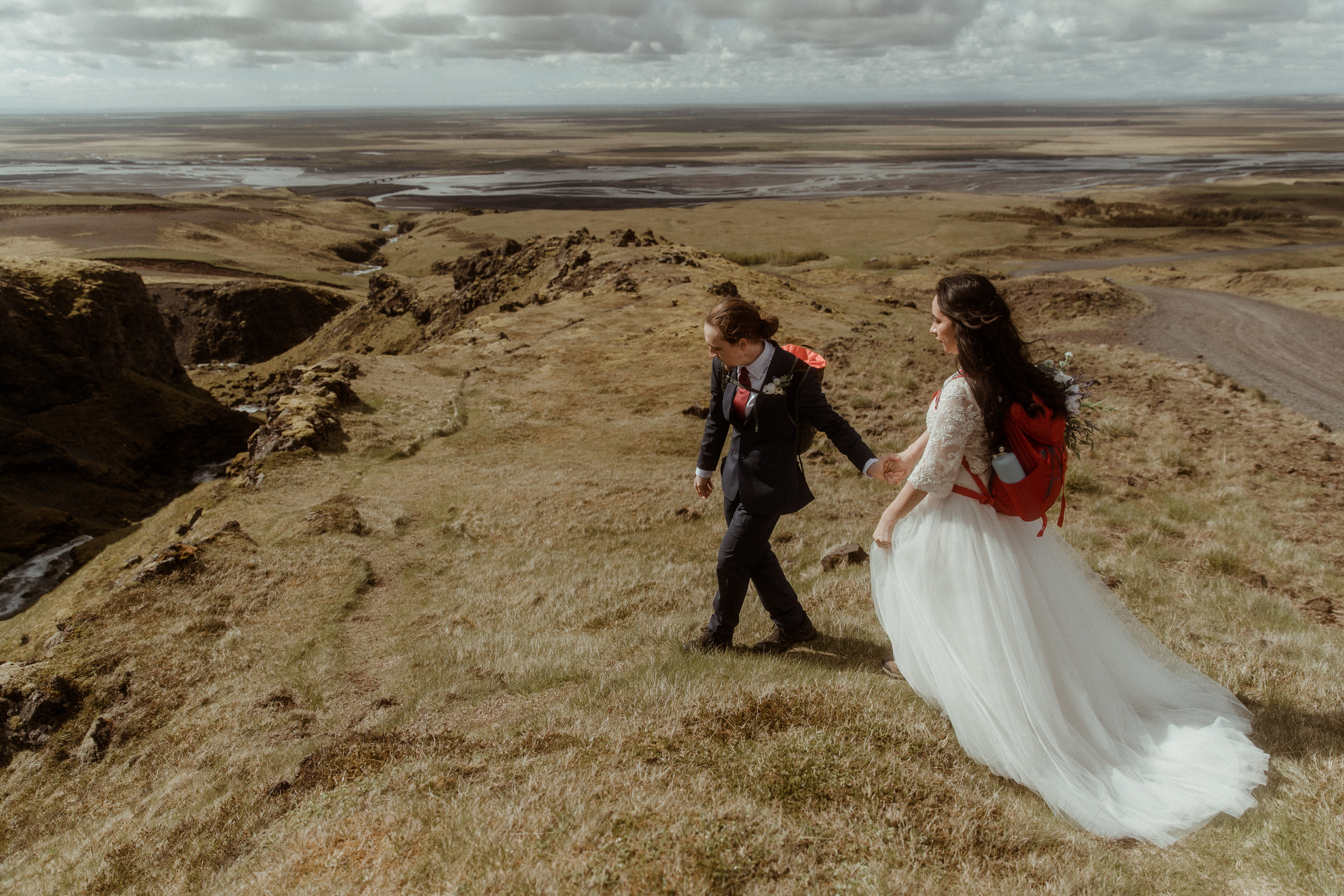 Hiking Iceland Elopement. Iceland elopement photographer & videographer