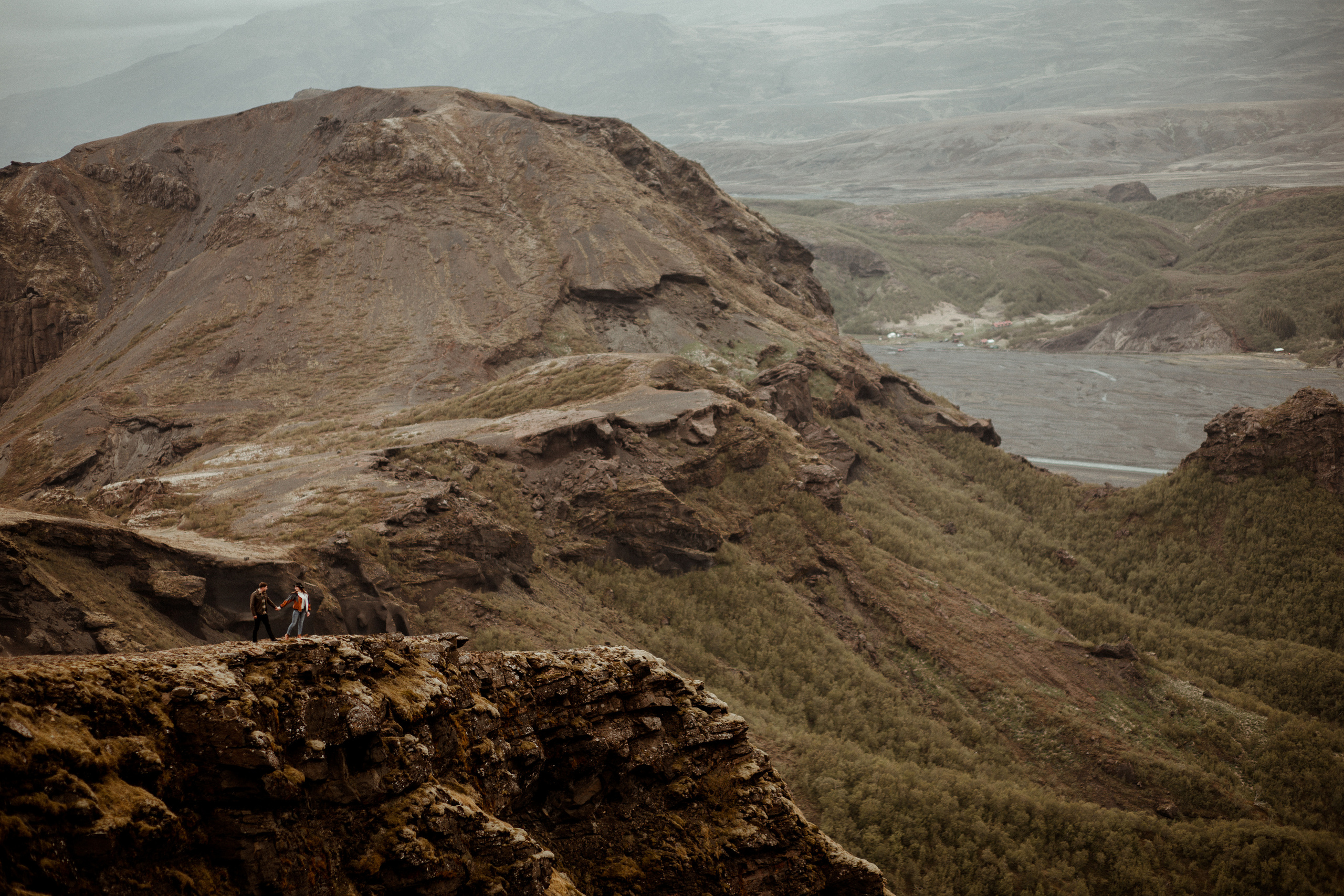 Hiking photoshoot in highlands of Iceland. Iceland elopement photographer & videographer