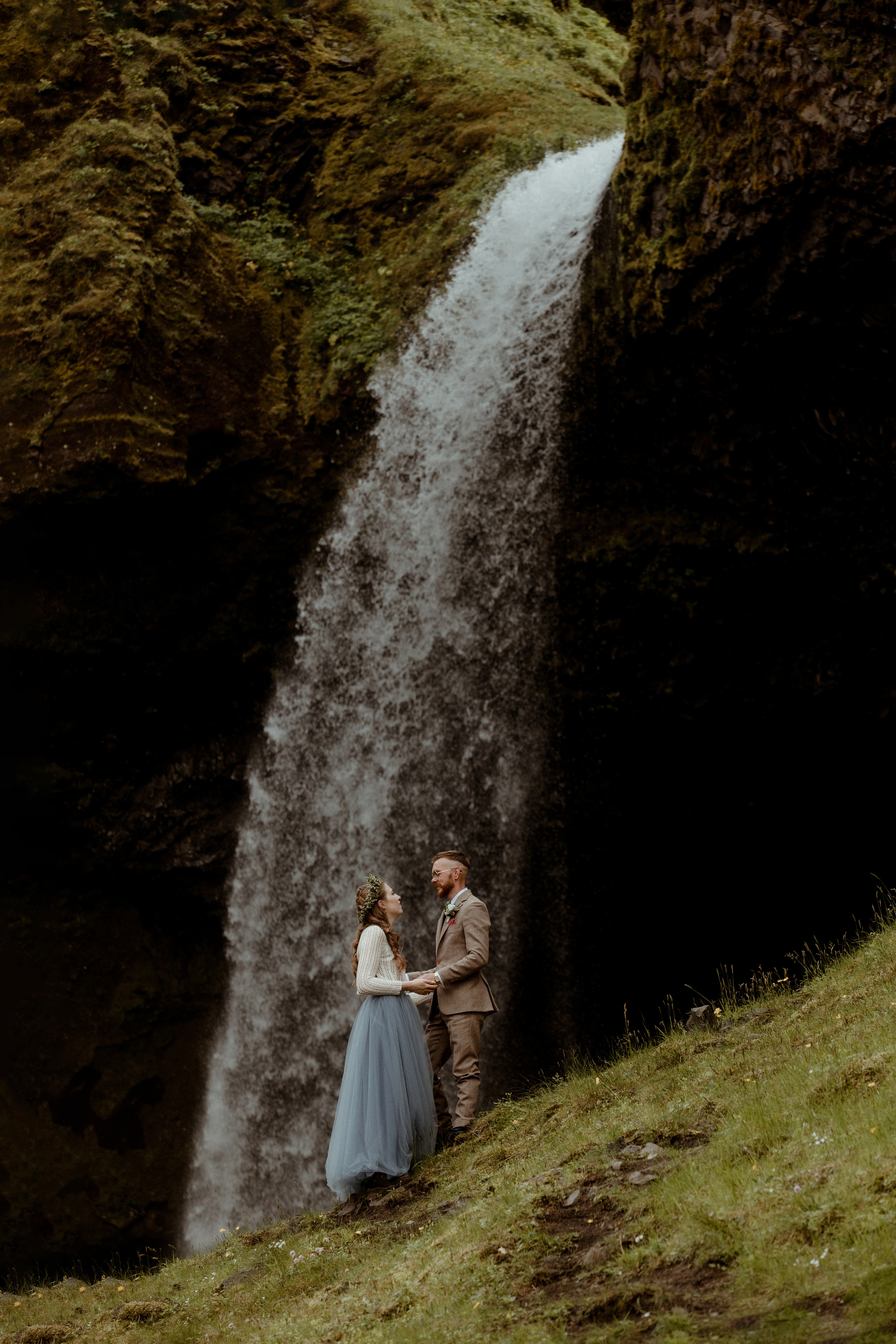 Iceland Secret Waterfall Elopement. Iceland elopement photo and video | Nikolaichik Photo