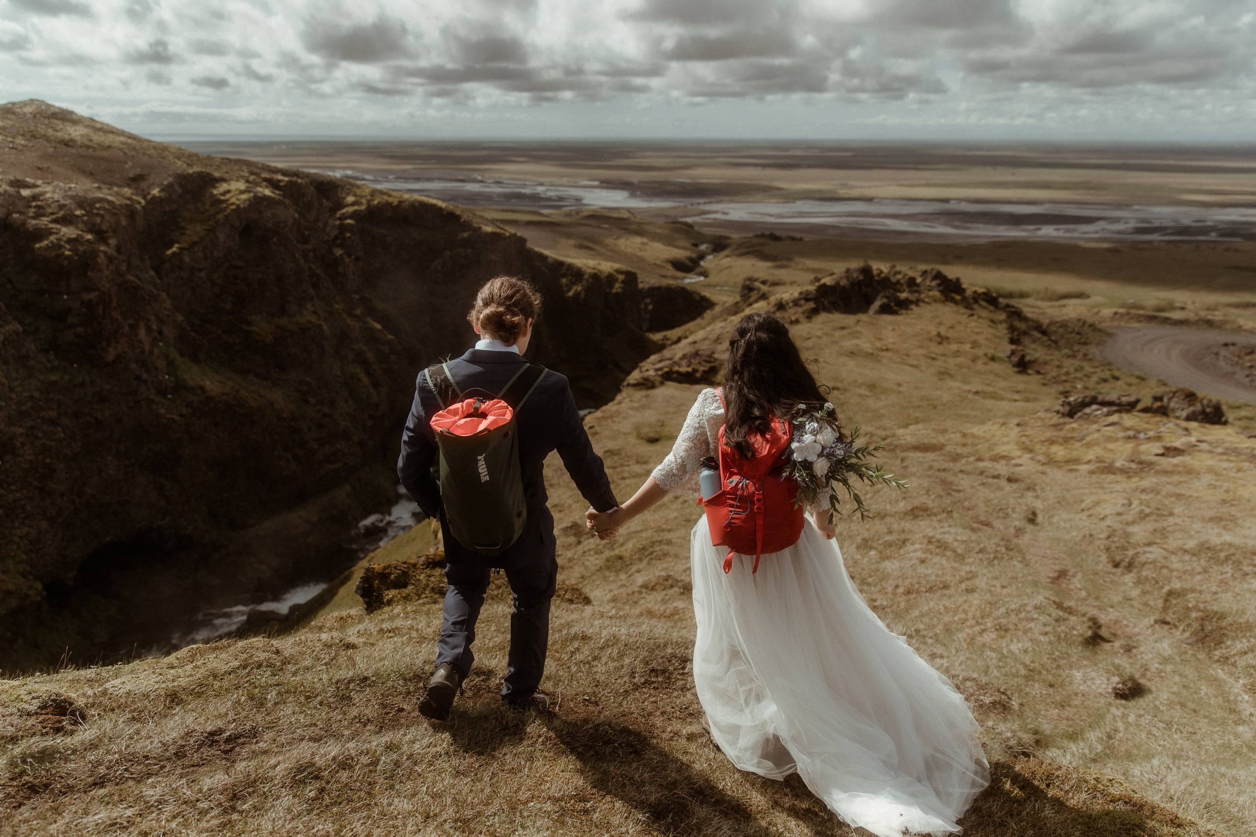 Hiking Iceland Elopement. Iceland elopement photographer & videographer