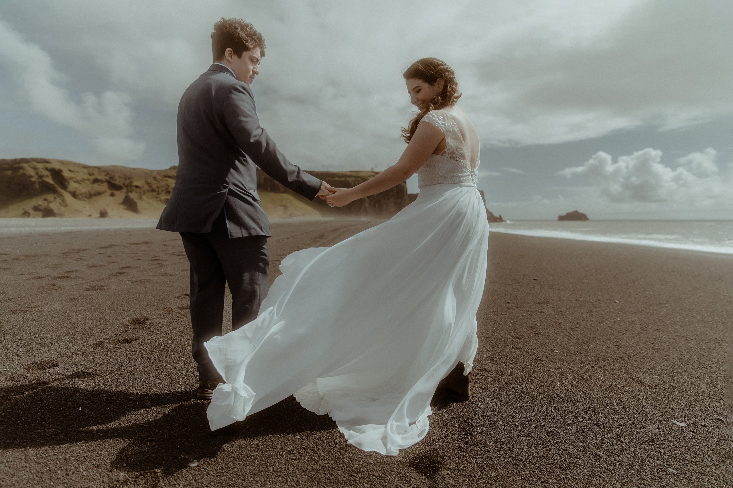 Private Black Sand Beach Elopement. Iceland elopement photographer & videographer