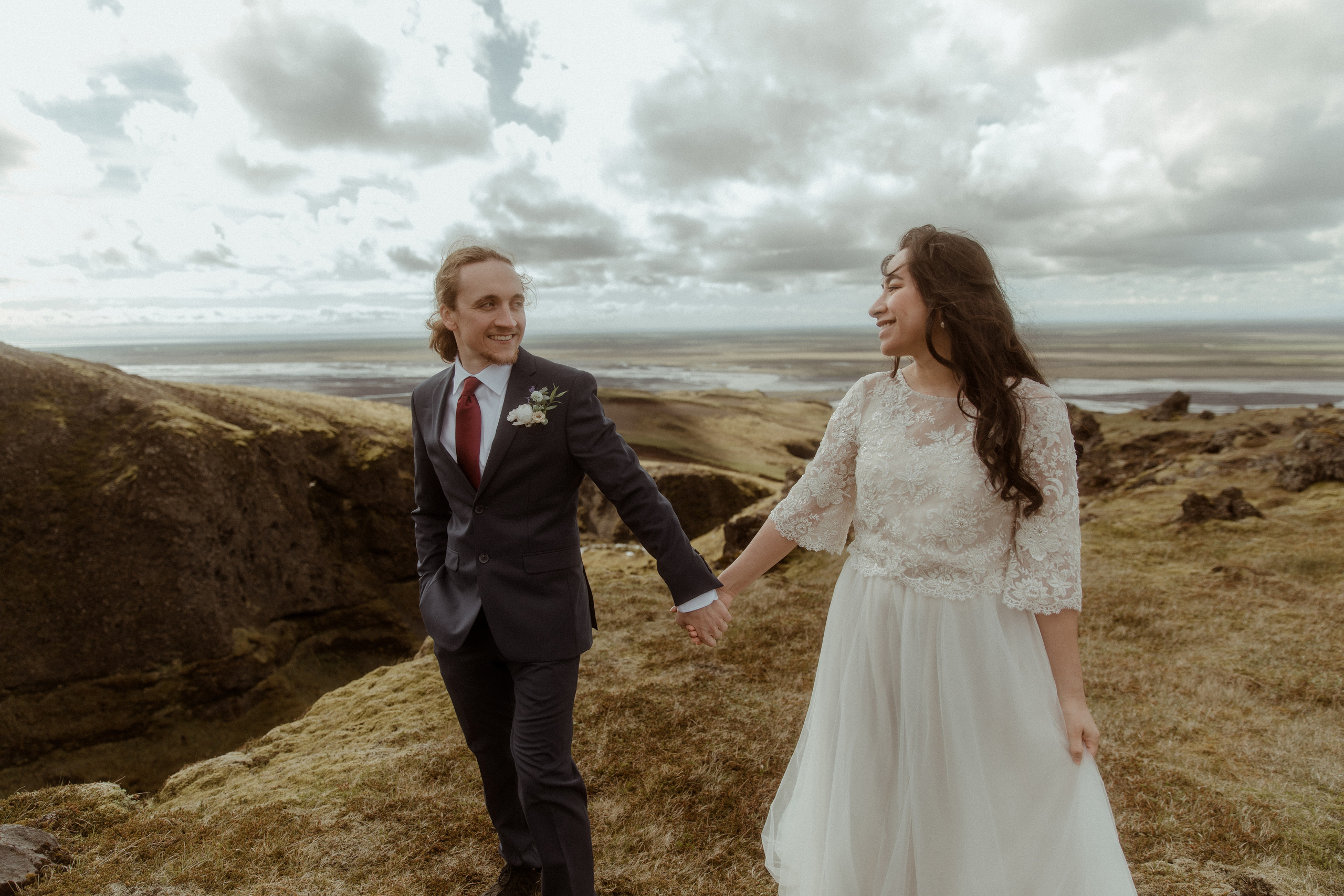 Hiking Iceland Elopement. Iceland elopement photographer & videographer