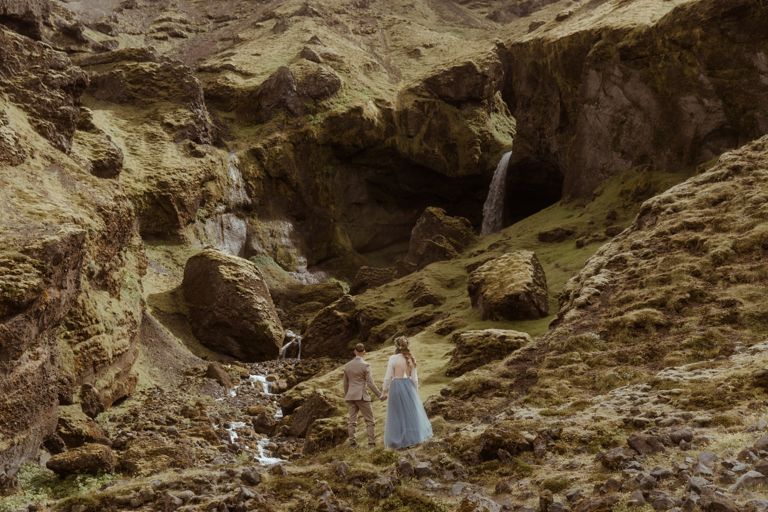 Iceland Secret Waterfall Elopement. Iceland elopement photo and video | Nikolaichik Photo