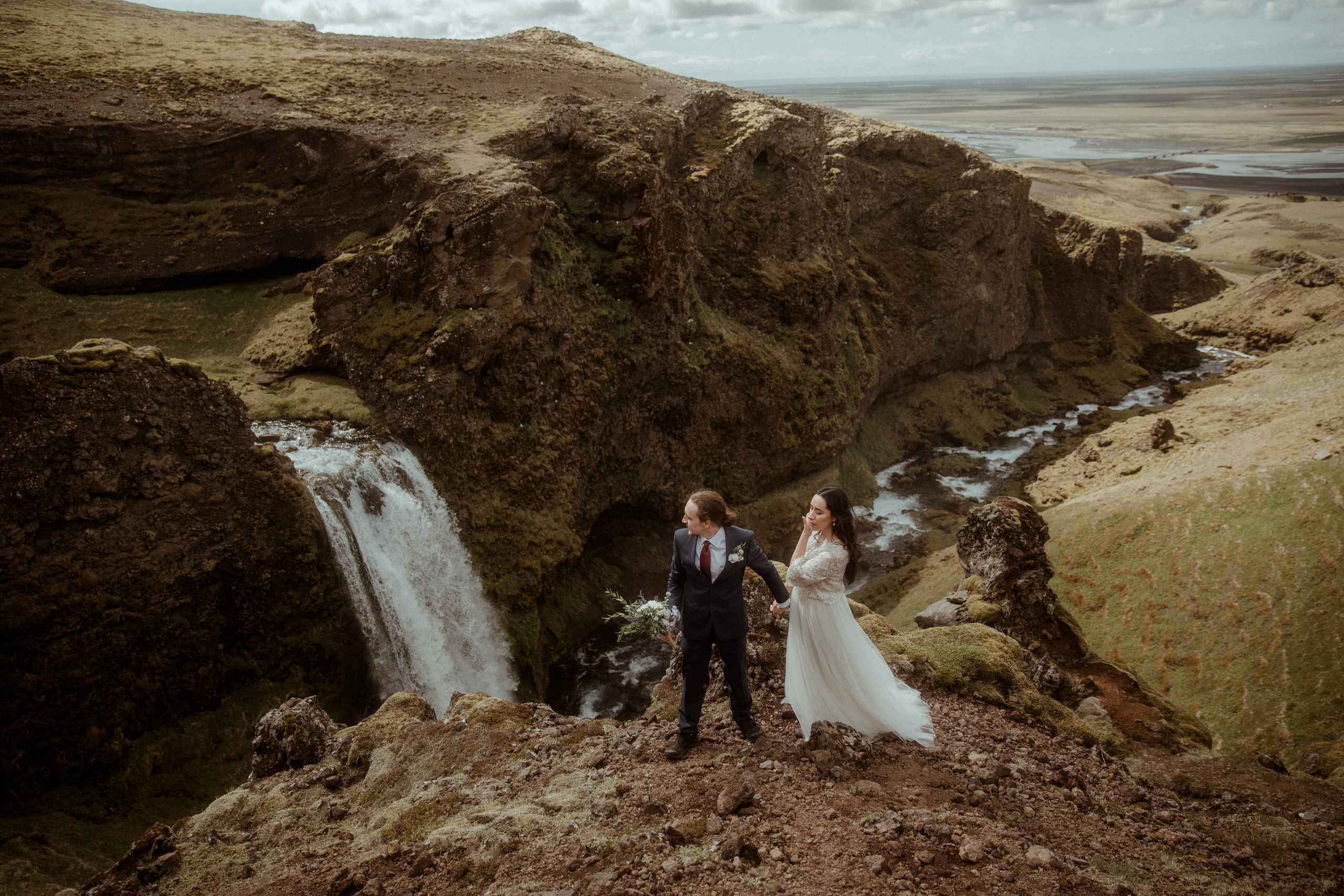Hiking Iceland Elopement. Iceland elopement photographer & videographer