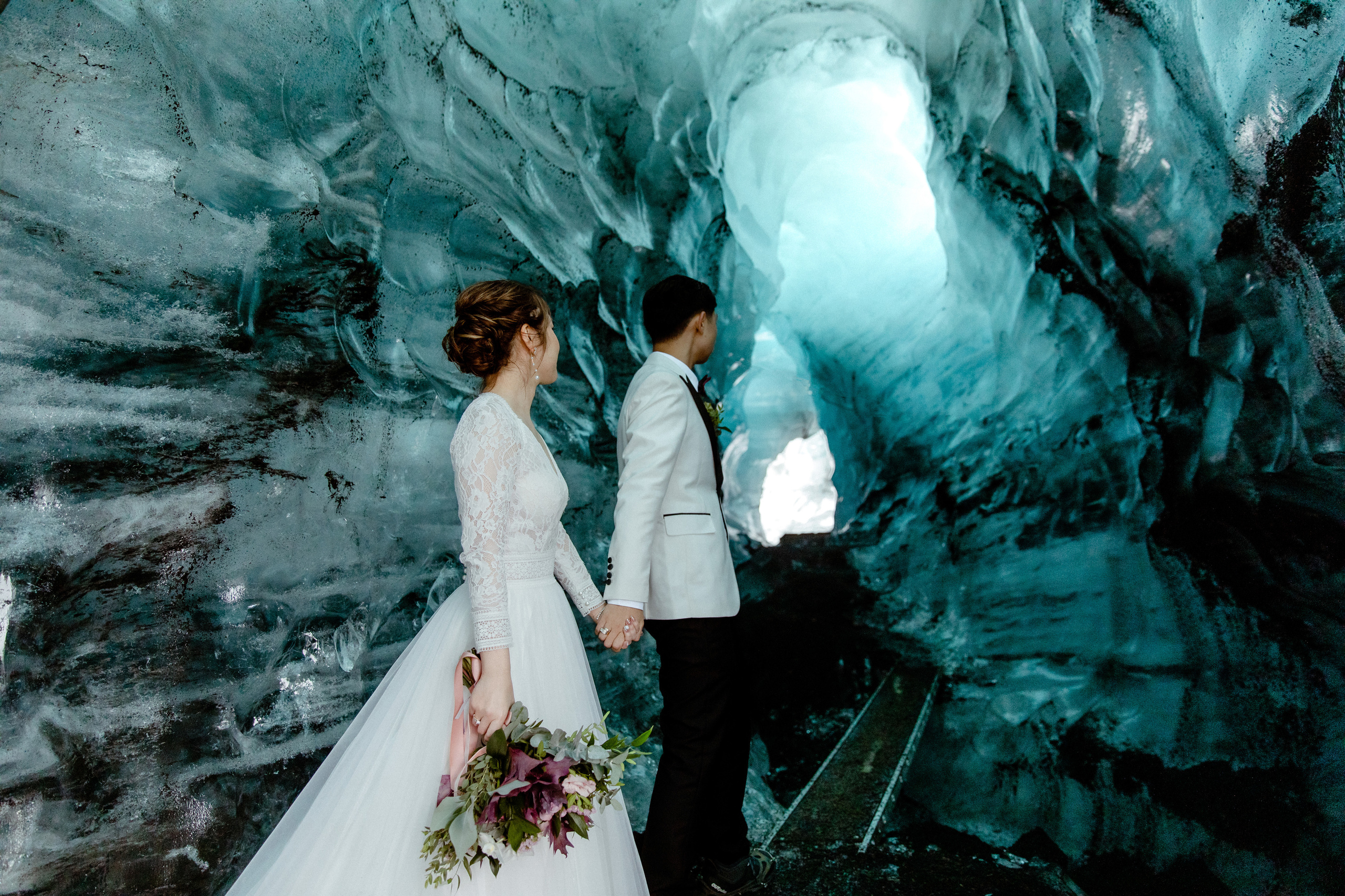 Adventure Ice Cave Elopement in Iceland. Iceland elopement photographer & videographer