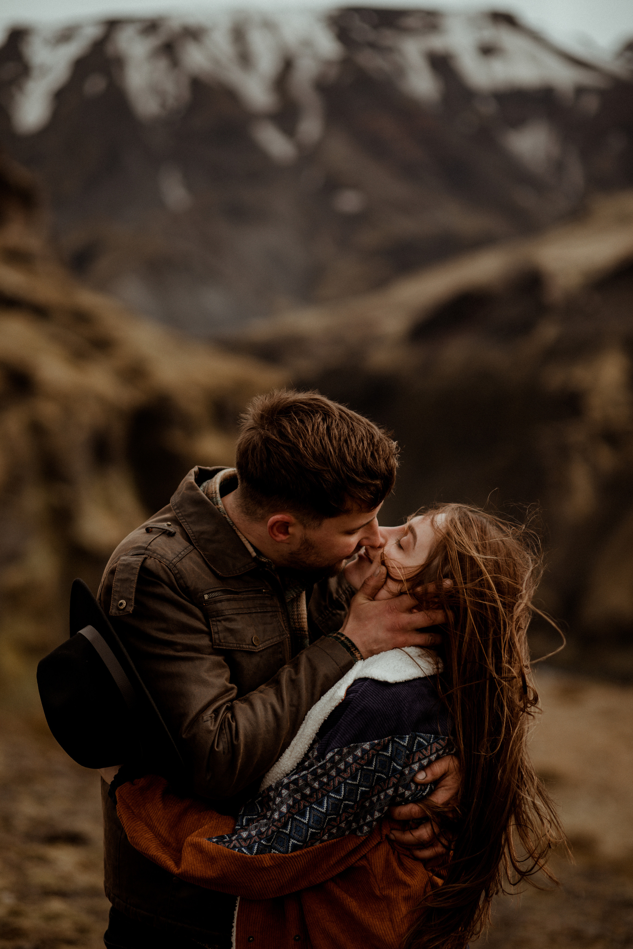 Hiking photoshoot in highlands of Iceland. Iceland elopement photographer & videographer