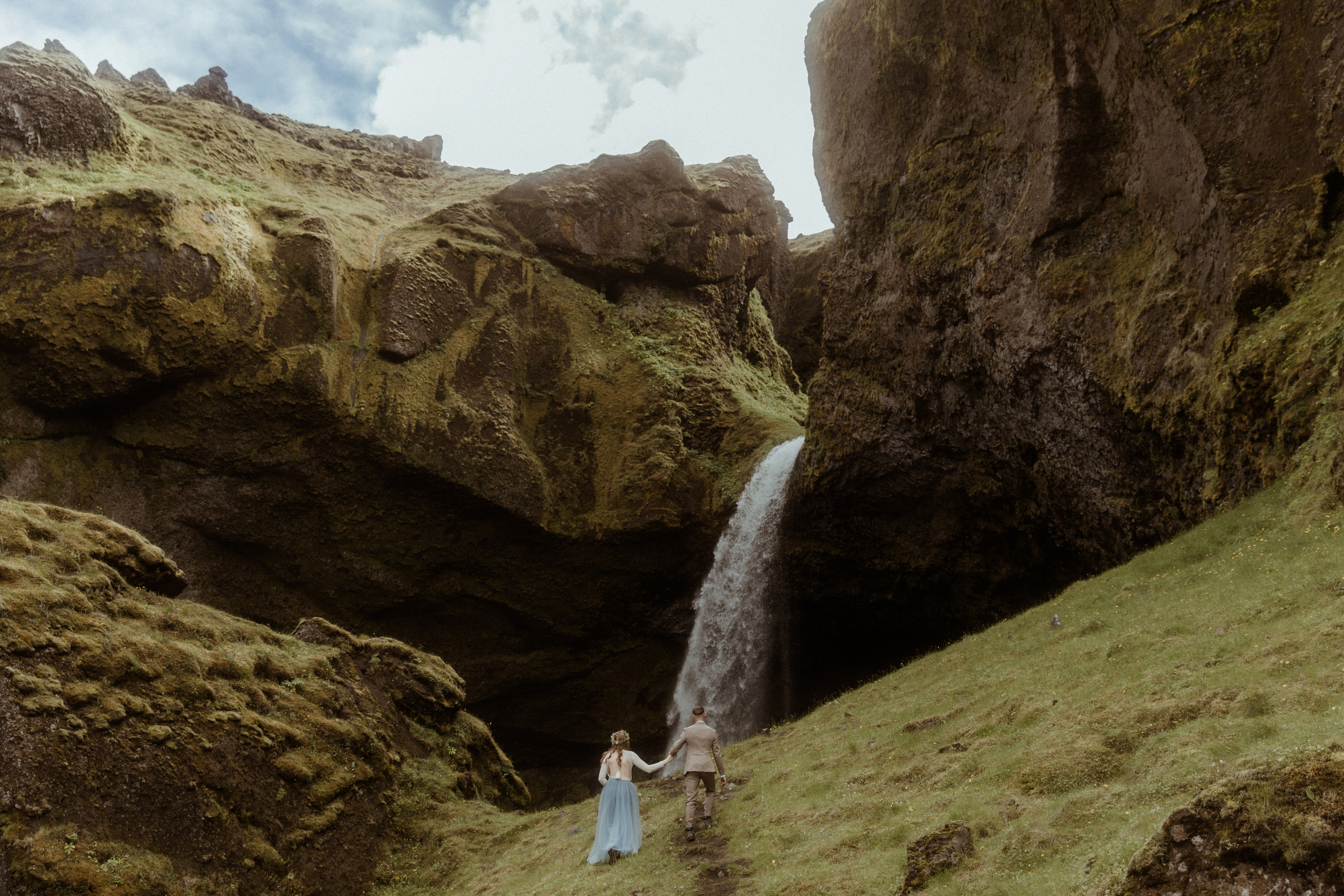 Iceland Secret Waterfall Elopement. Iceland elopement photo and video | Nikolaichik Photo