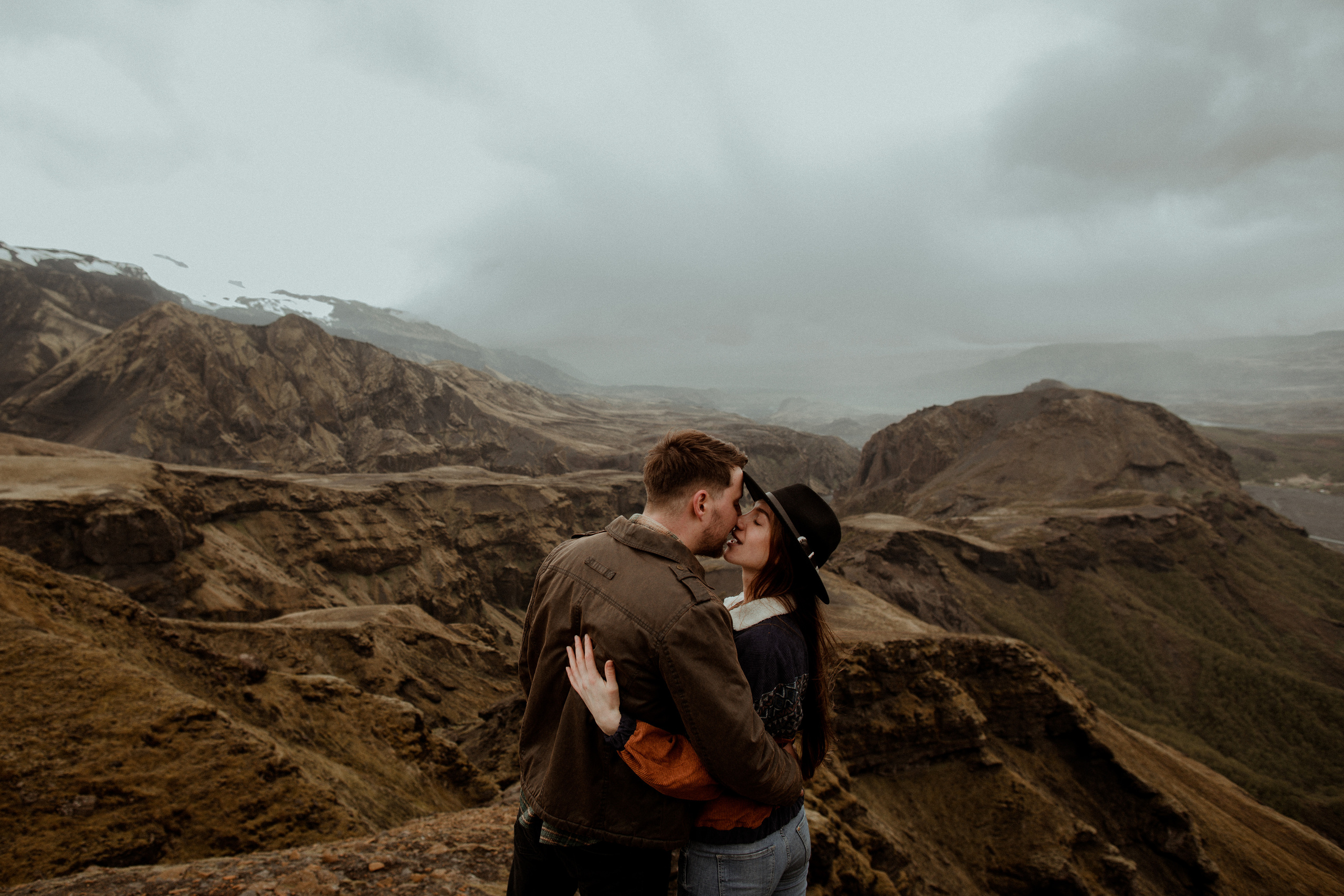 Hiking photoshoot in highlands of Iceland. Iceland elopement photographer & videographer