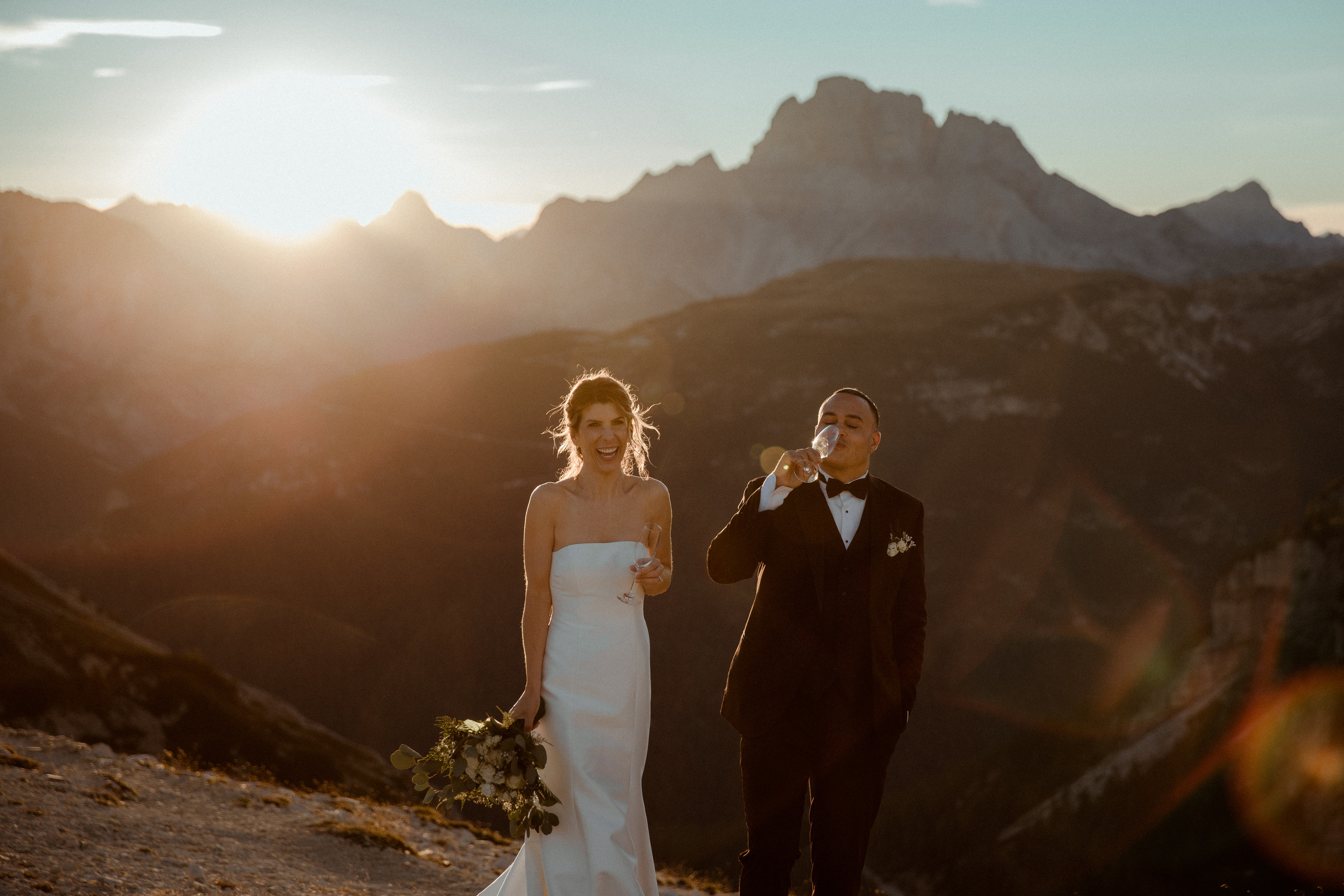 Sunrise Dolomites Elopement. Iceland elopement photographer & videographer