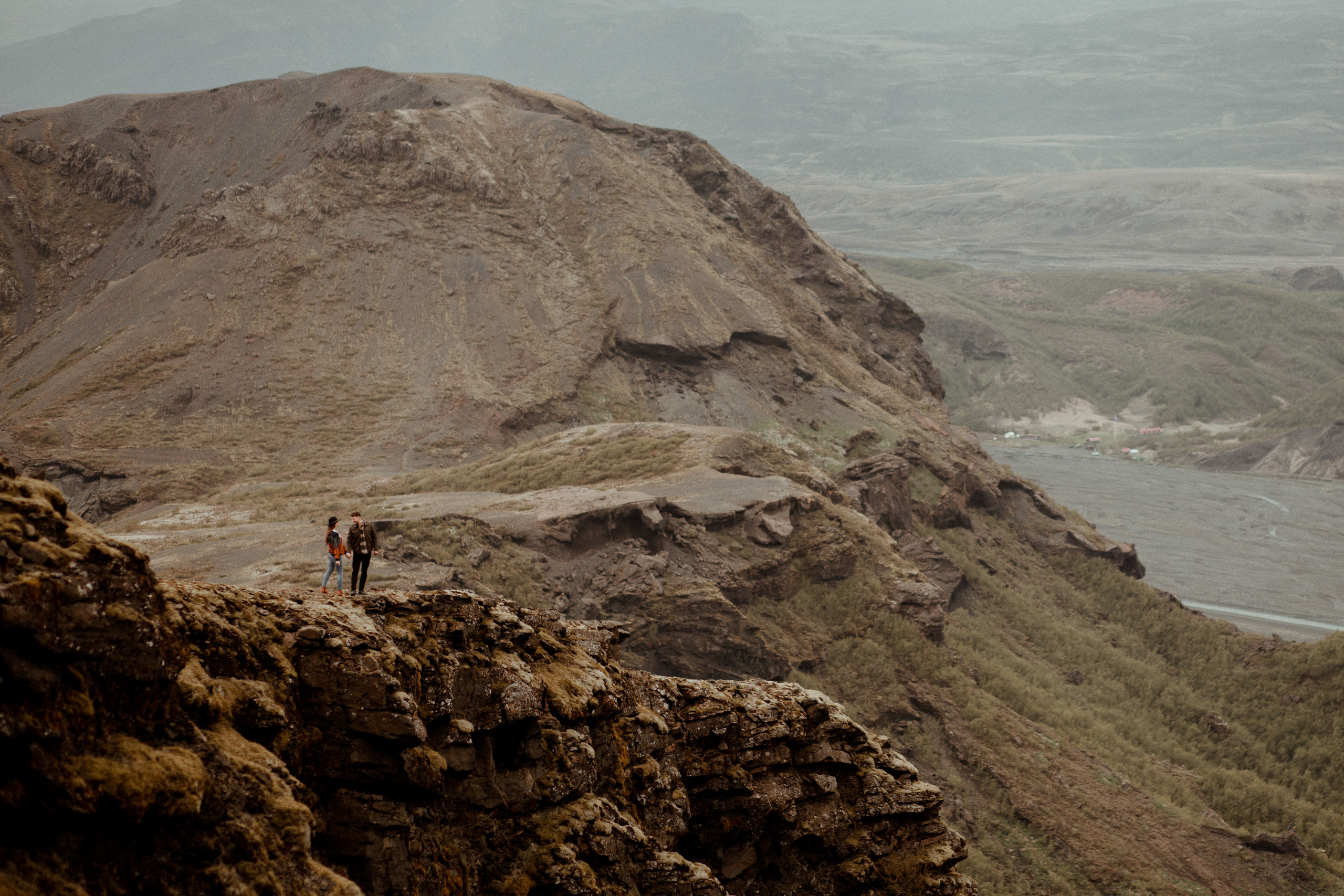 Hiking photoshoot in highlands of Iceland. Iceland elopement photographer & videographer
