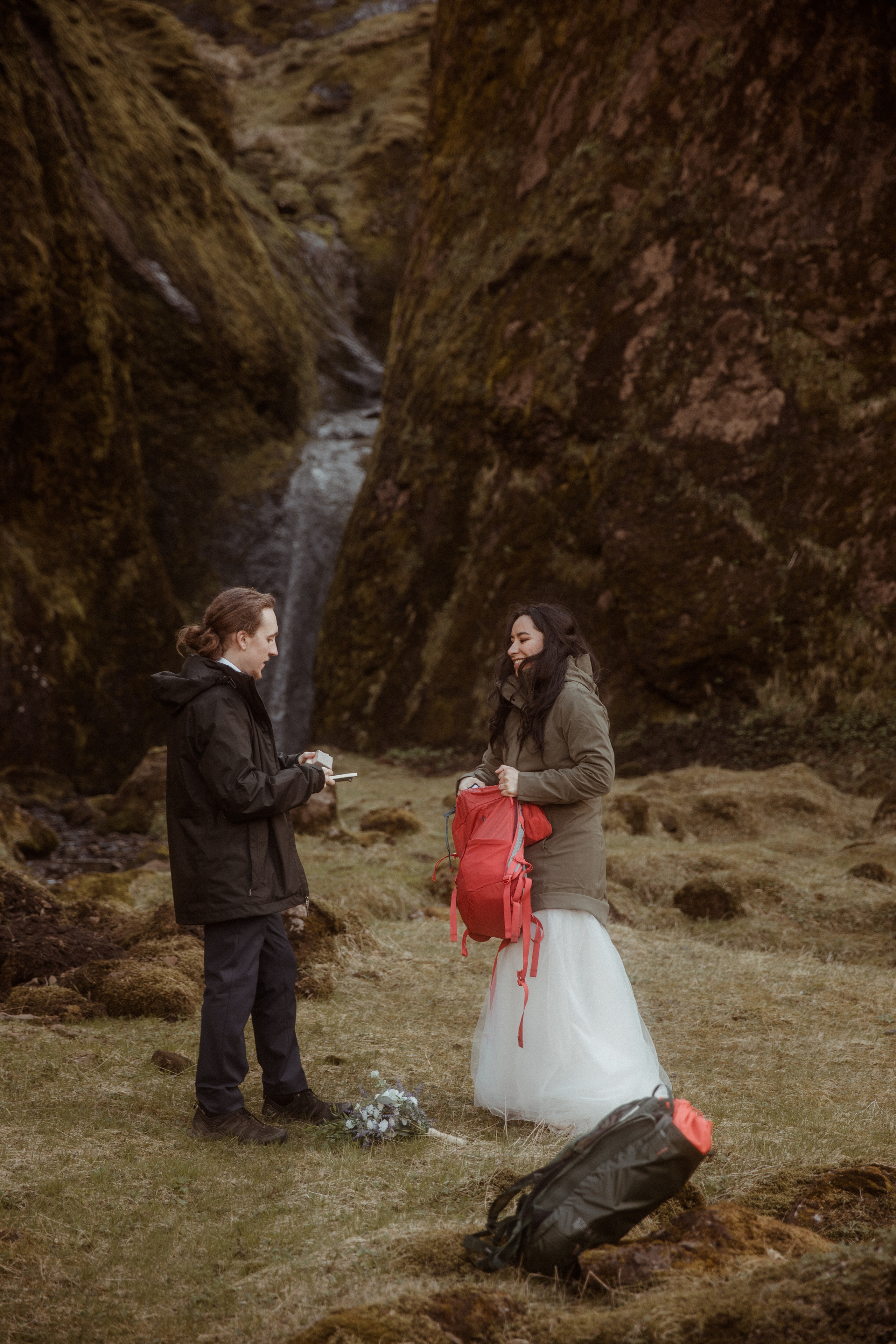 Hiking Iceland Elopement. Iceland elopement photographer & videographer