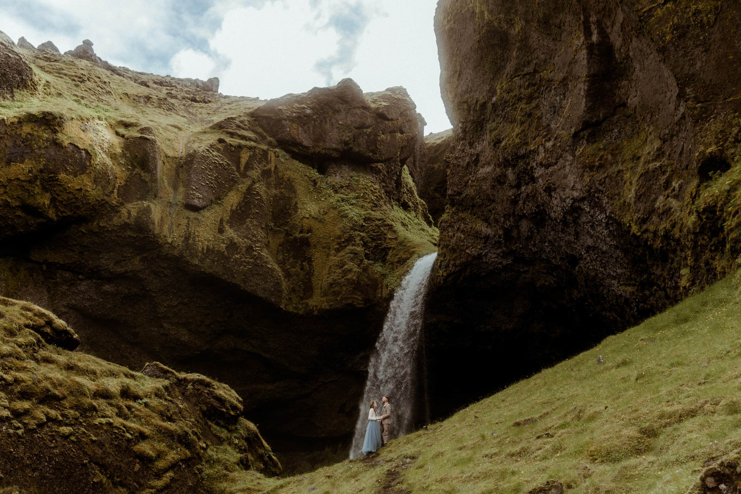 Iceland Secret Waterfall Elopement. Iceland elopement photo and video | Nikolaichik Photo