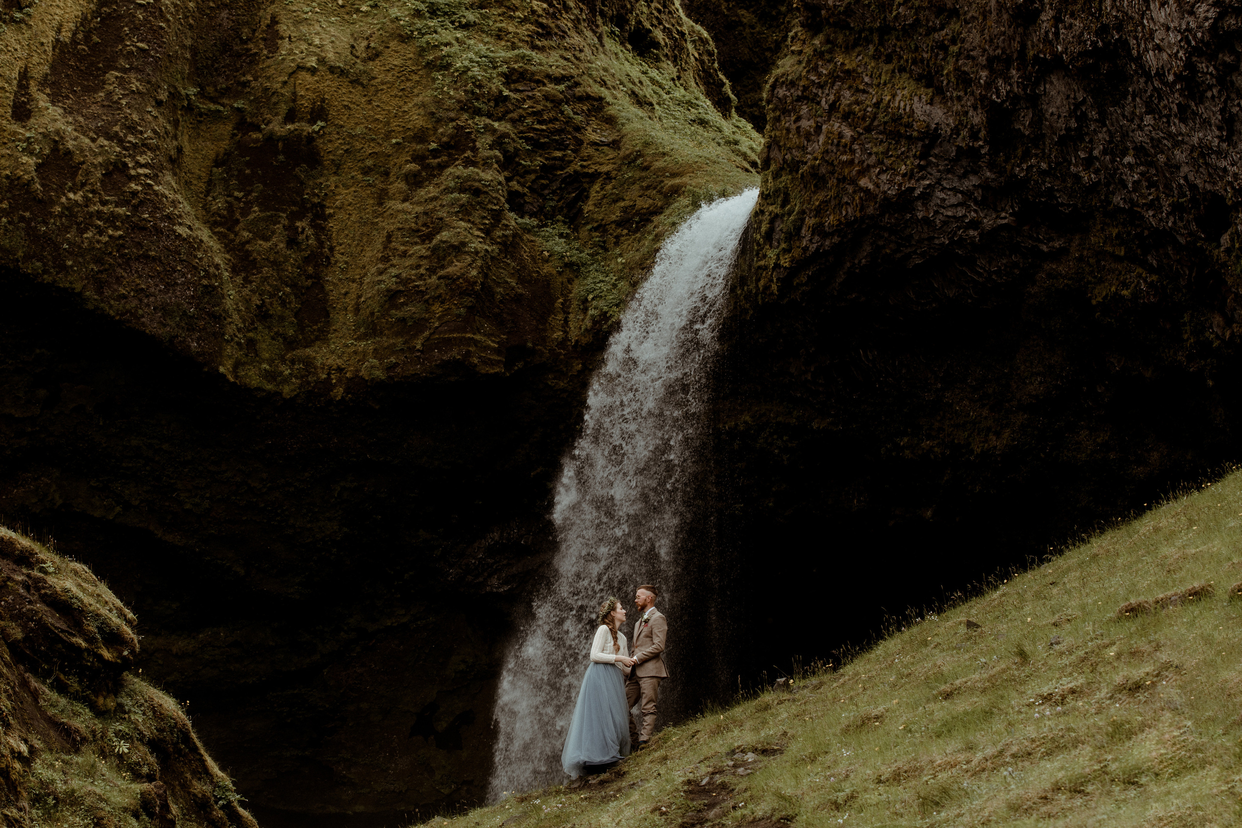 Iceland Secret Waterfall Elopement. Iceland elopement photo and video | Nikolaichik Photo