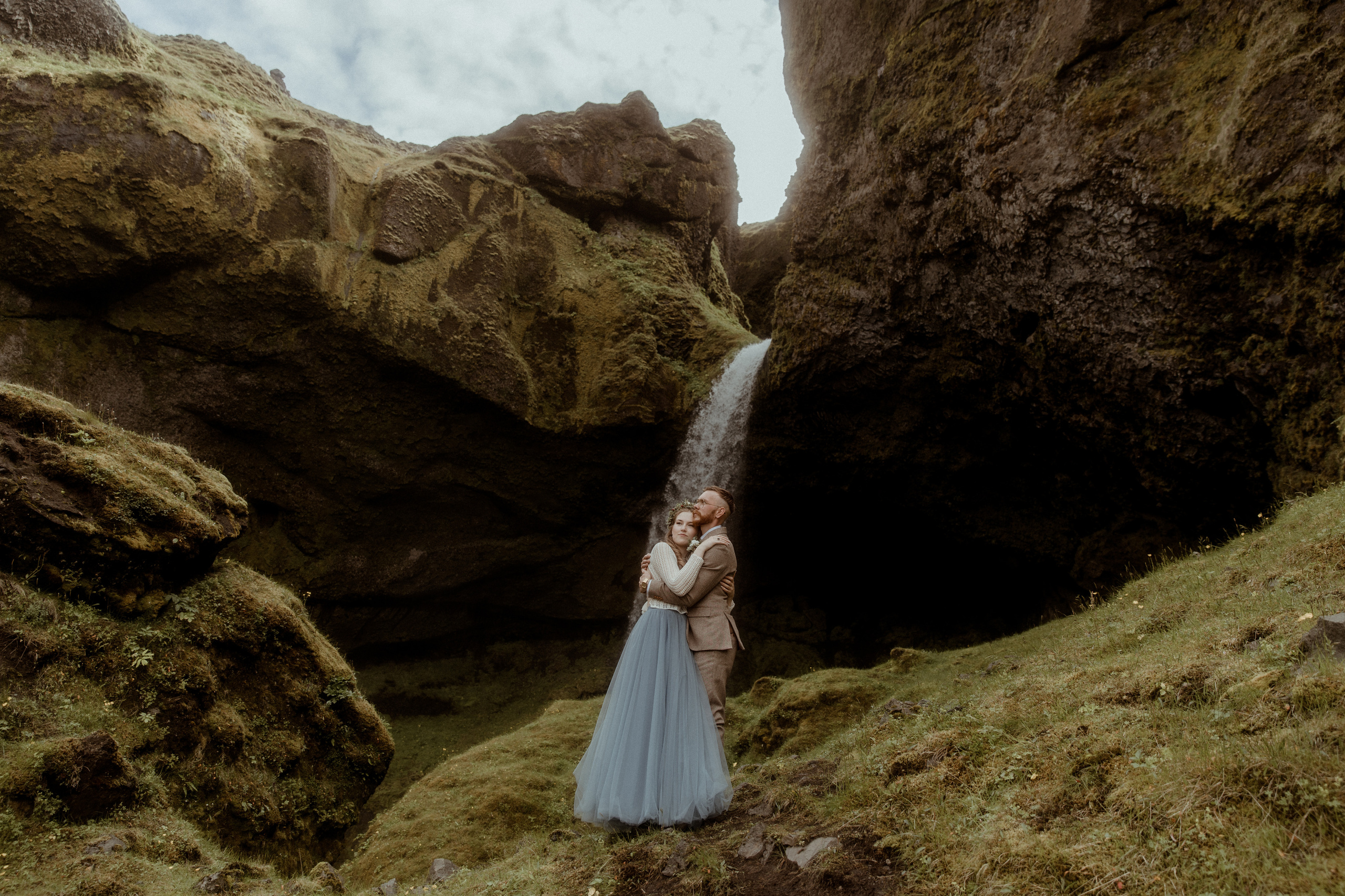 Iceland Secret Waterfall Elopement. Iceland elopement photo and video | Nikolaichik Photo