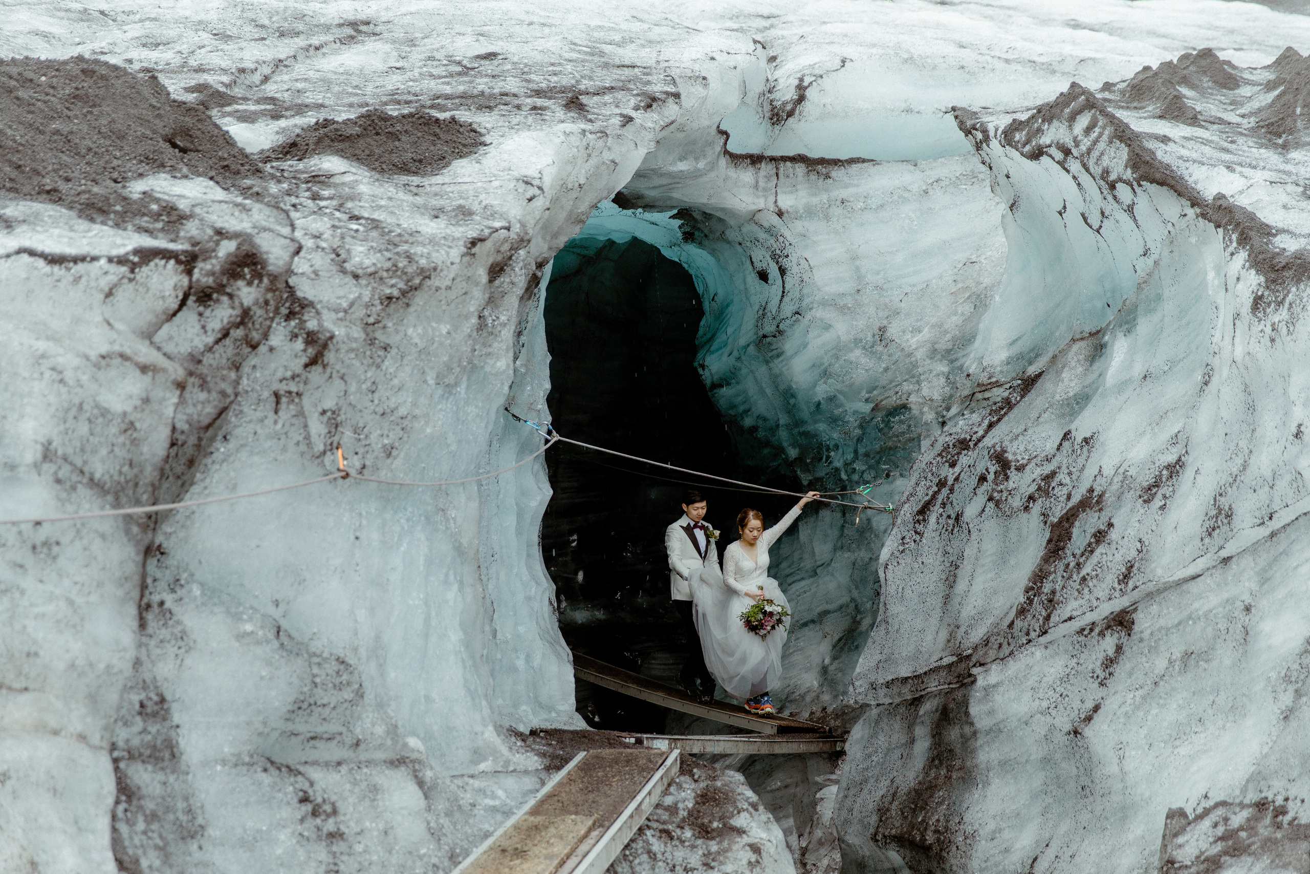 Adventure Ice Cave Elopement in Iceland. Iceland elopement photographer & videographer