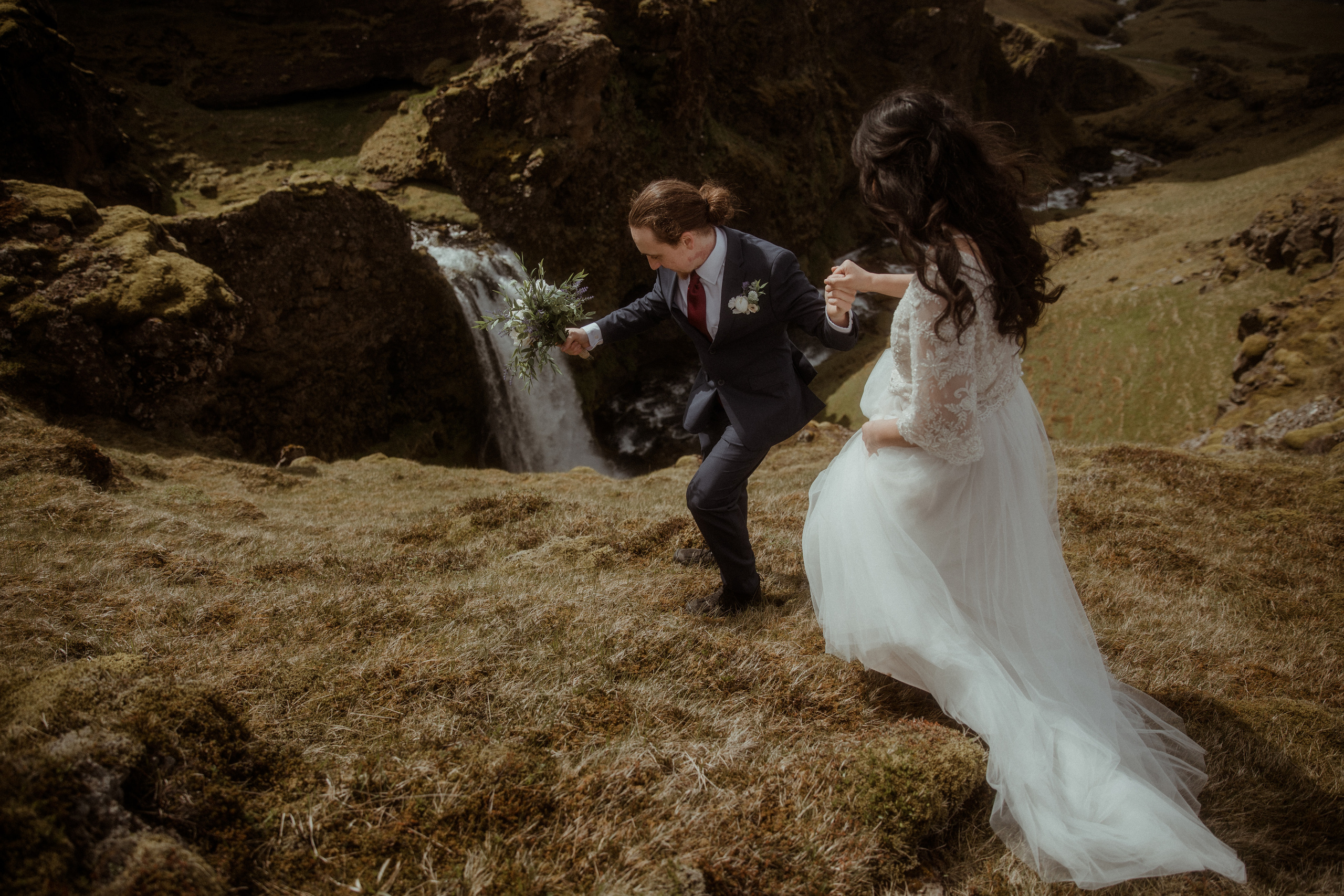 Hiking Iceland Elopement. Iceland elopement photographer & videographer