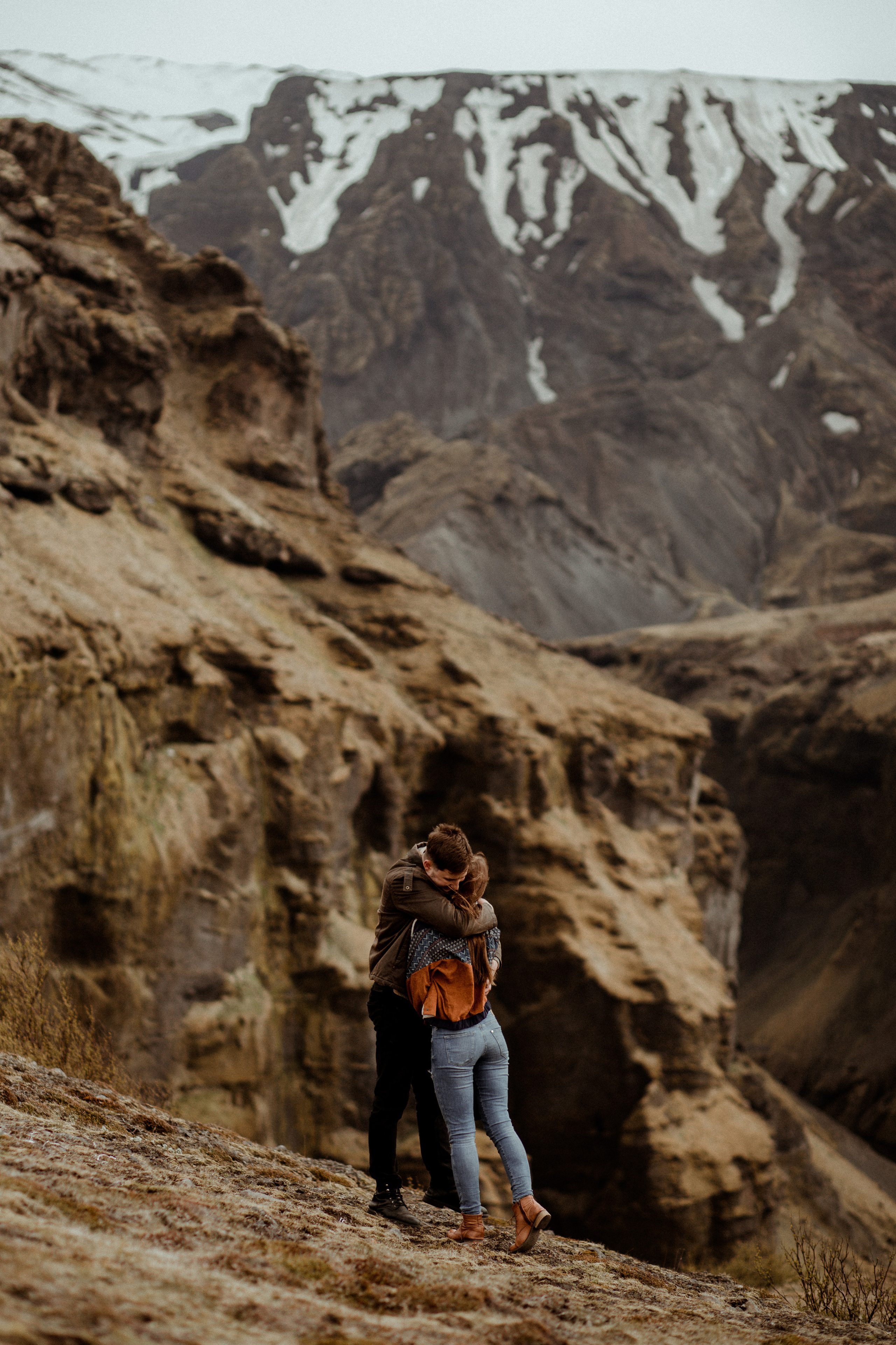 Hiking photoshoot in highlands of Iceland. Iceland elopement photographer & videographer