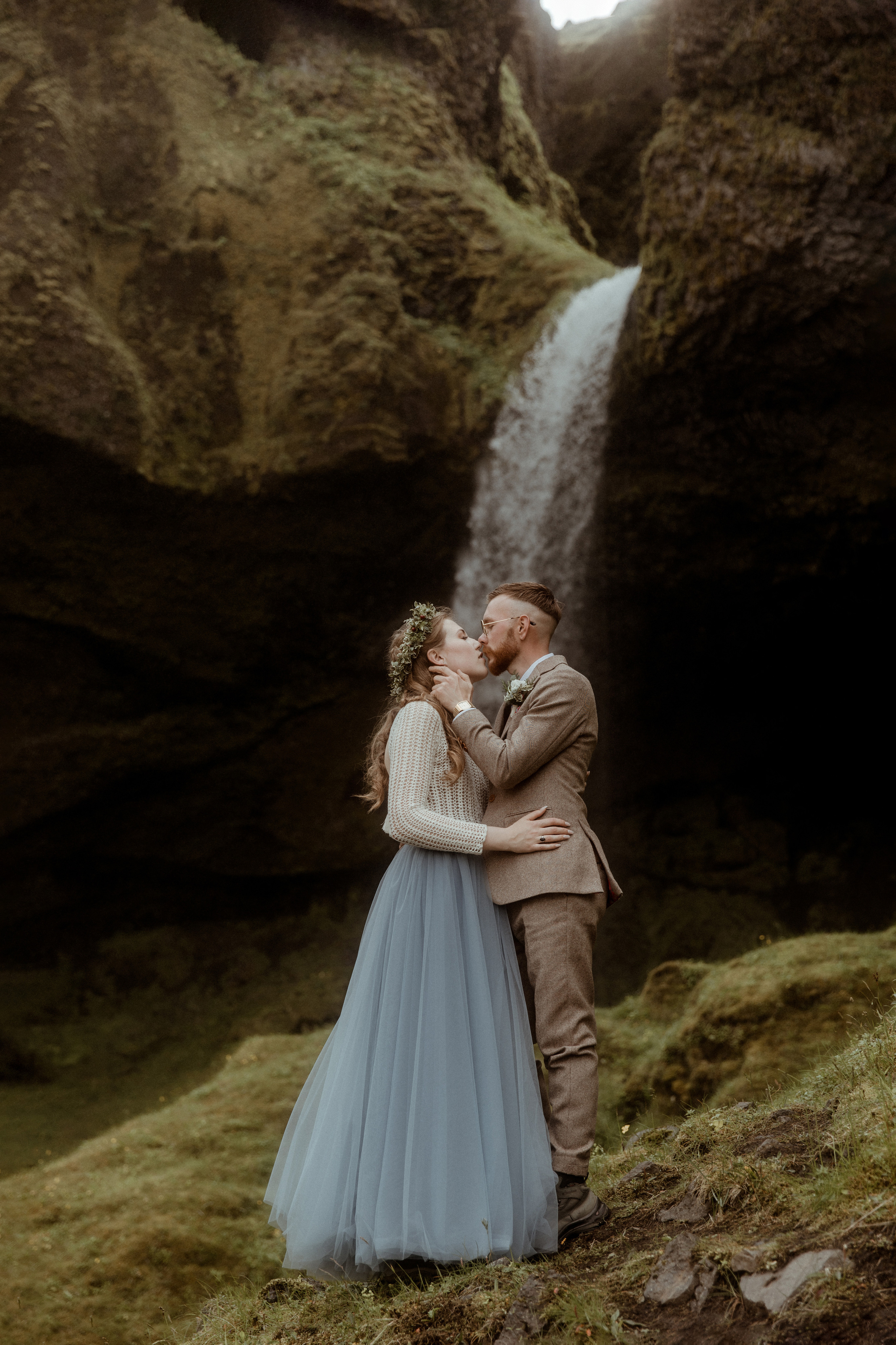 Iceland Secret Waterfall Elopement. Iceland elopement photo and video | Nikolaichik Photo
