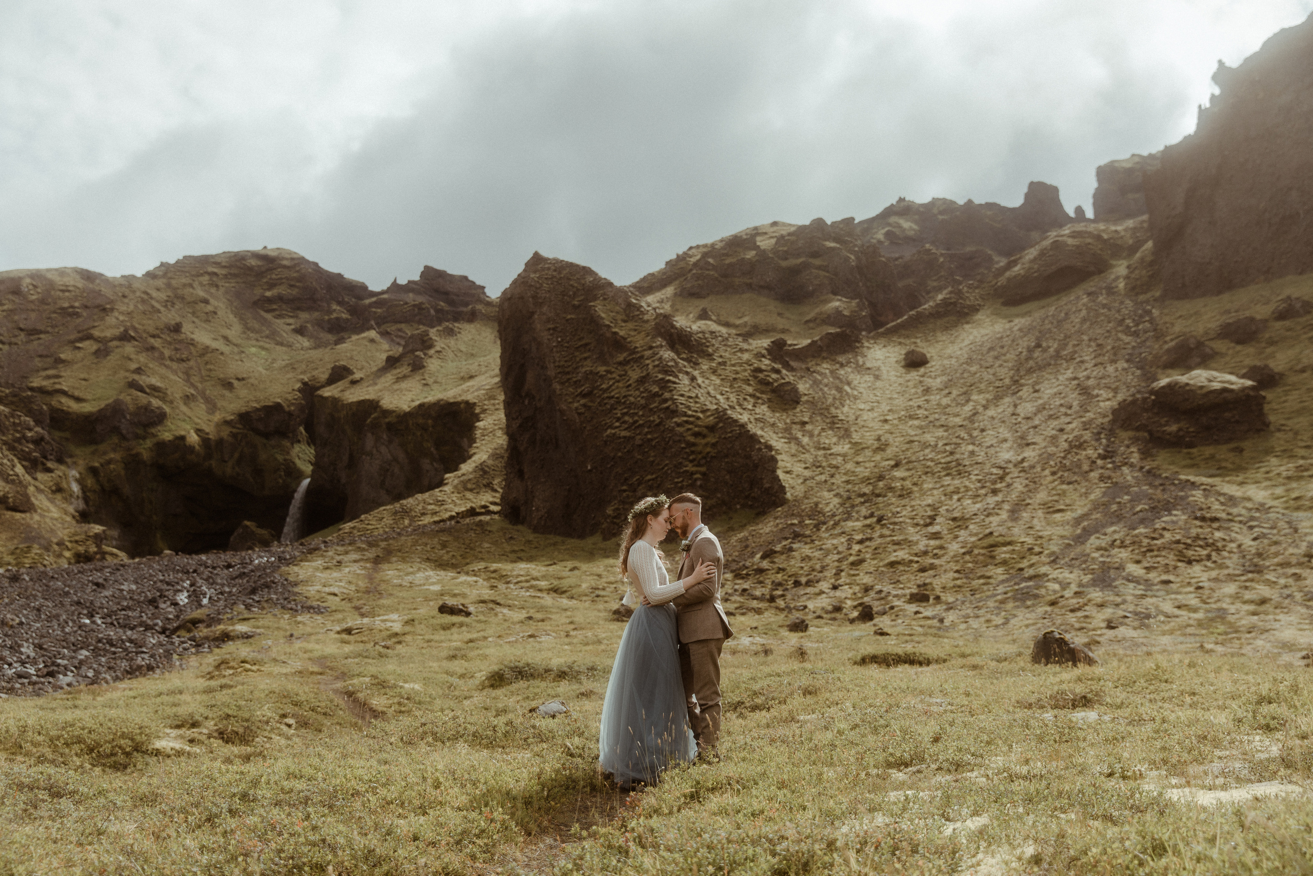 Iceland Secret Waterfall Elopement. Iceland elopement photo and video | Nikolaichik Photo