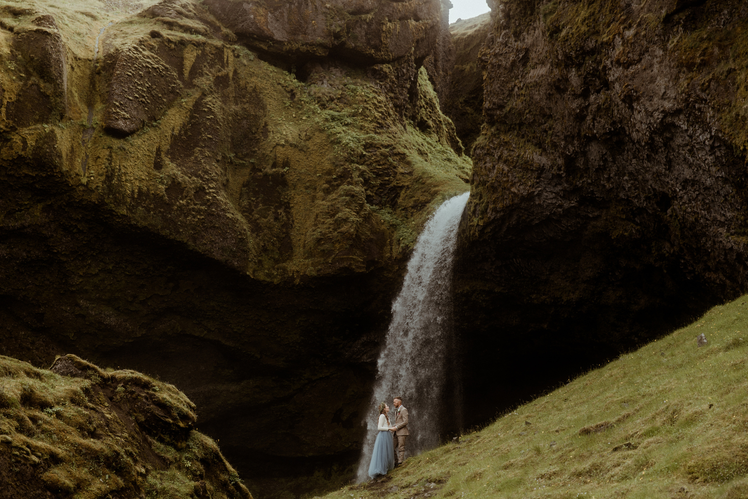 Iceland Secret Waterfall Elopement. Iceland elopement photo and video | Nikolaichik Photo