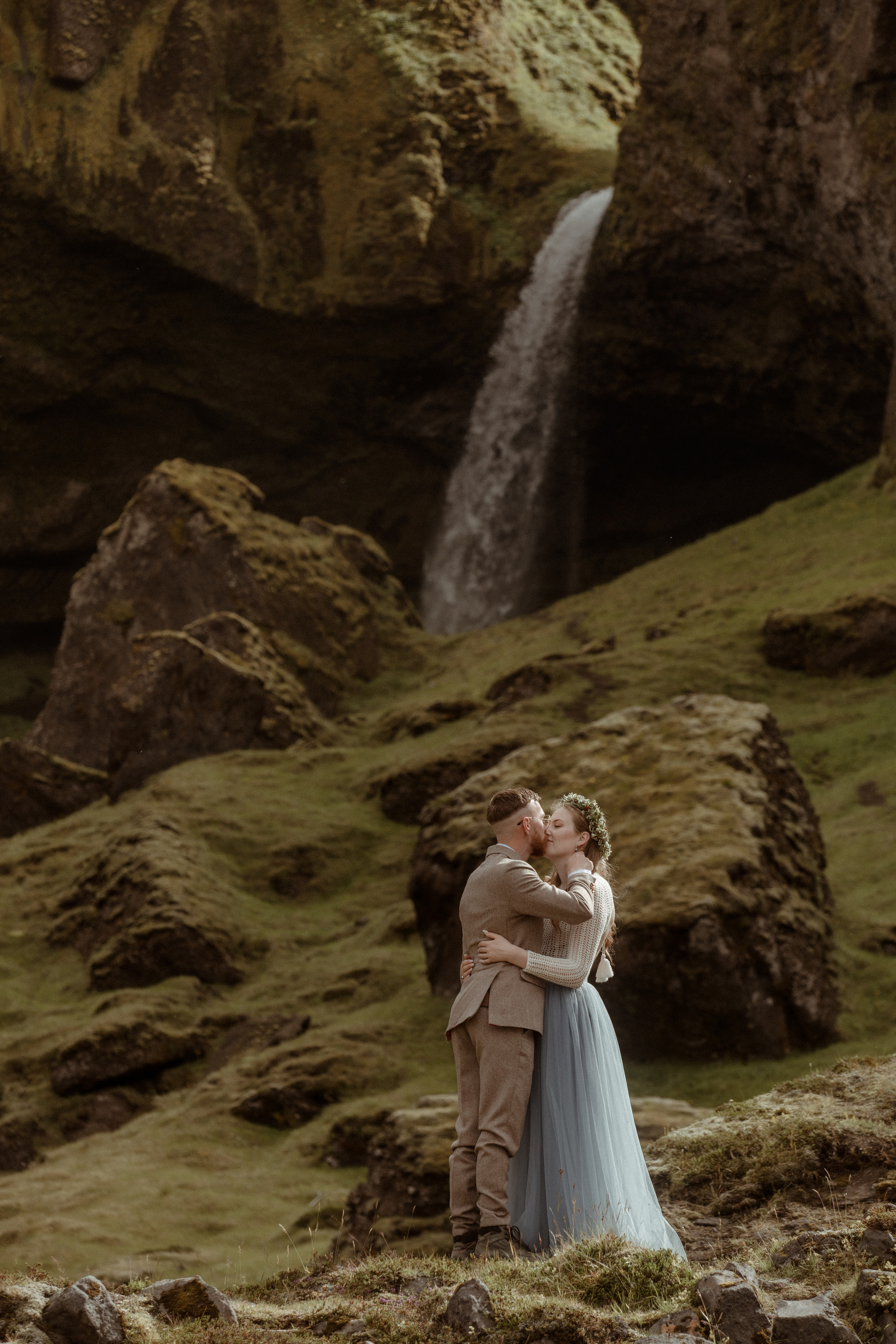 Iceland Secret Waterfall Elopement. Iceland elopement photo and video | Nikolaichik Photo