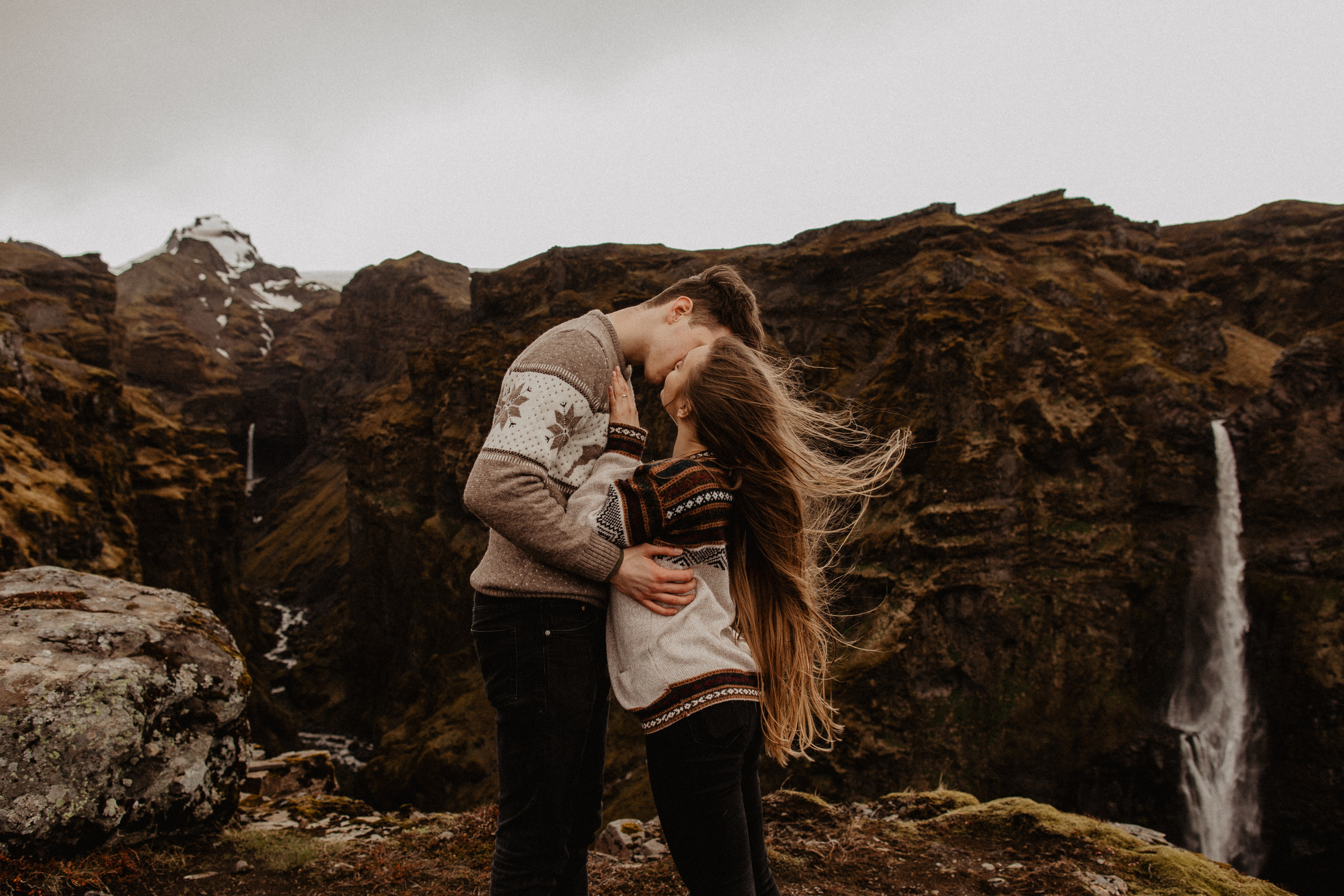 Couple photoshoot in front of volcano eruption in Iceland. Iceland elopement photo and video | Nikolaichik Photo