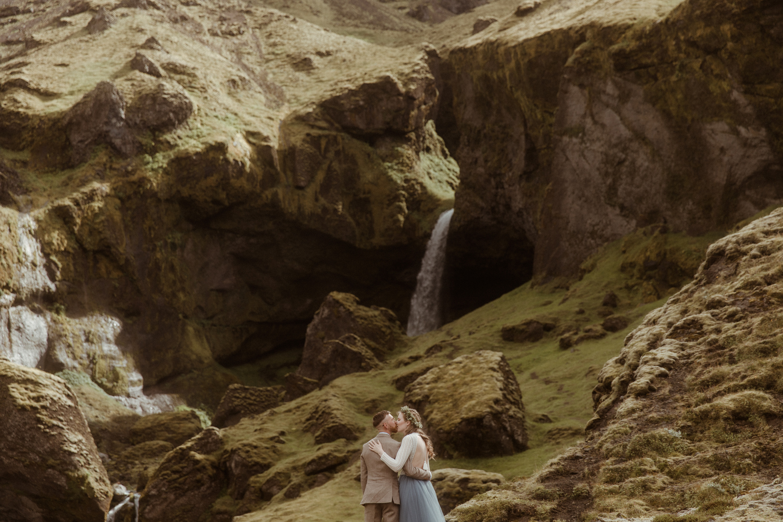 Iceland Secret Waterfall Elopement. Iceland elopement photo and video | Nikolaichik Photo