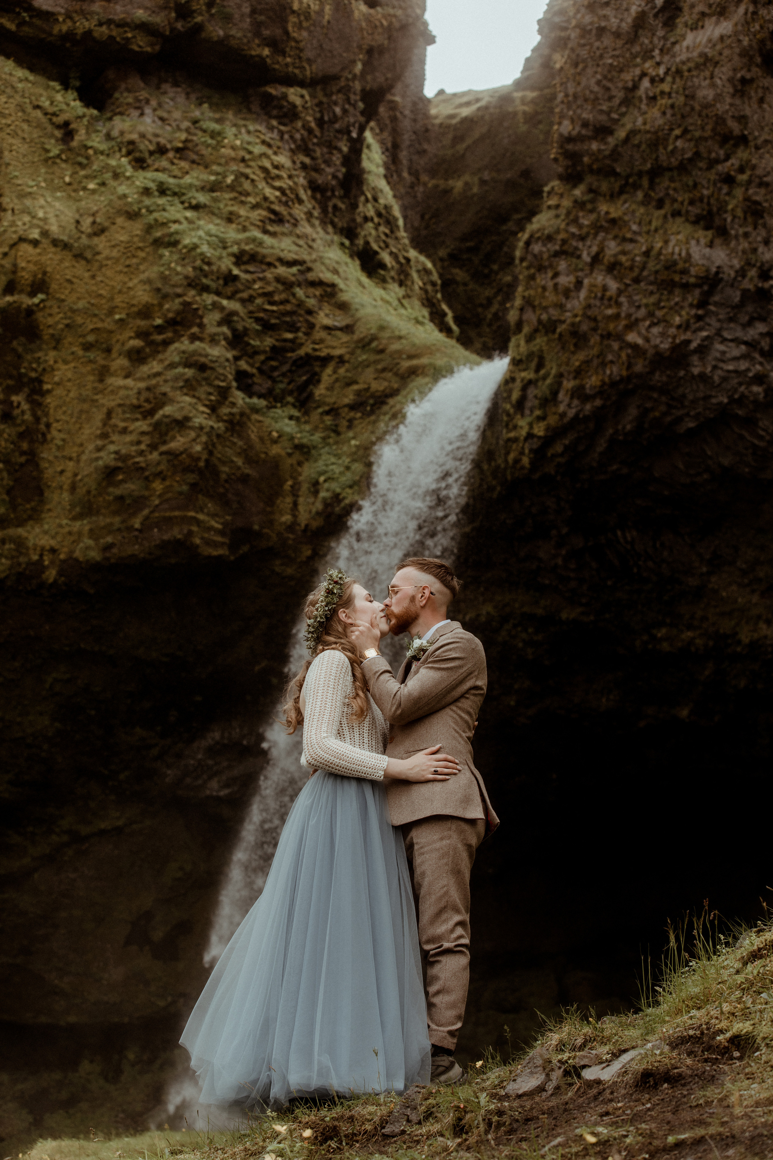 Iceland Secret Waterfall Elopement. Iceland elopement photo and video | Nikolaichik Photo
