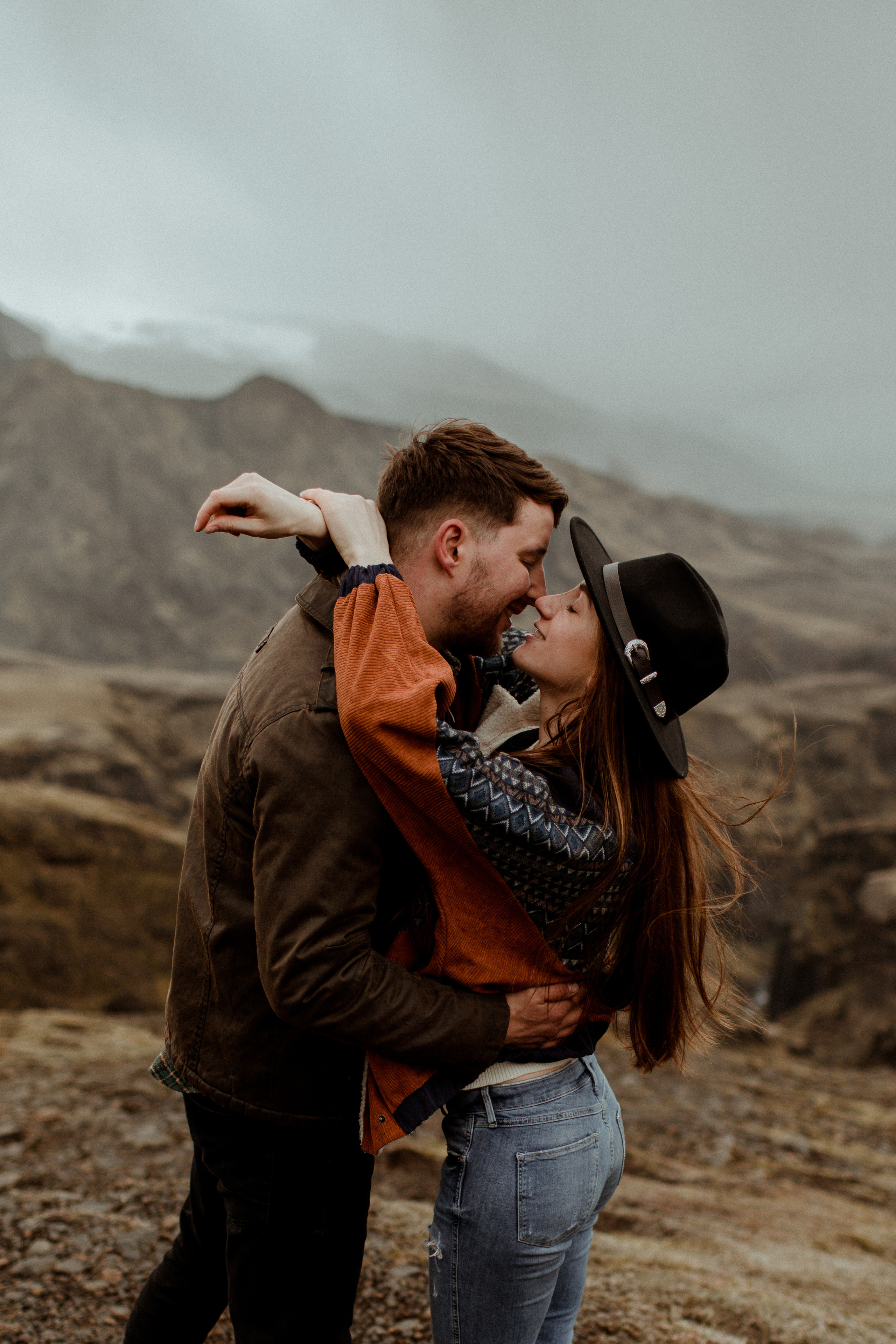 Hiking photoshoot in highlands of Iceland. Iceland elopement photographer & videographer