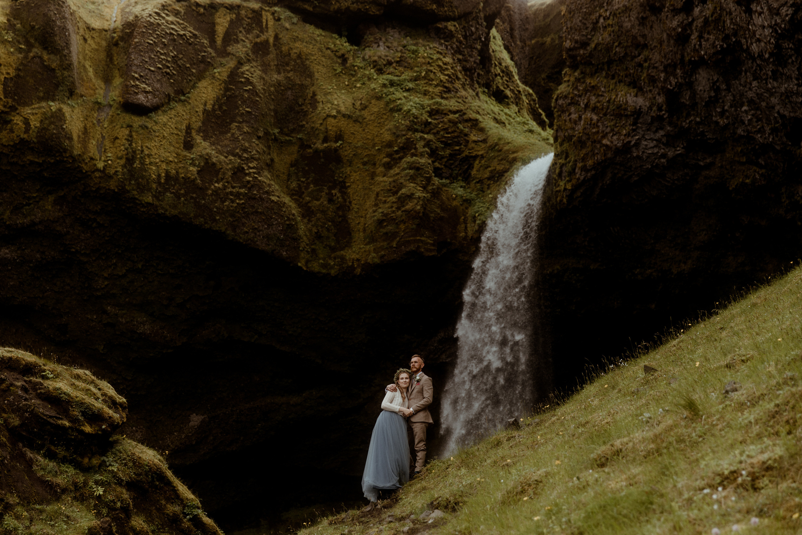 Iceland Secret Waterfall Elopement. Iceland elopement photo and video | Nikolaichik Photo