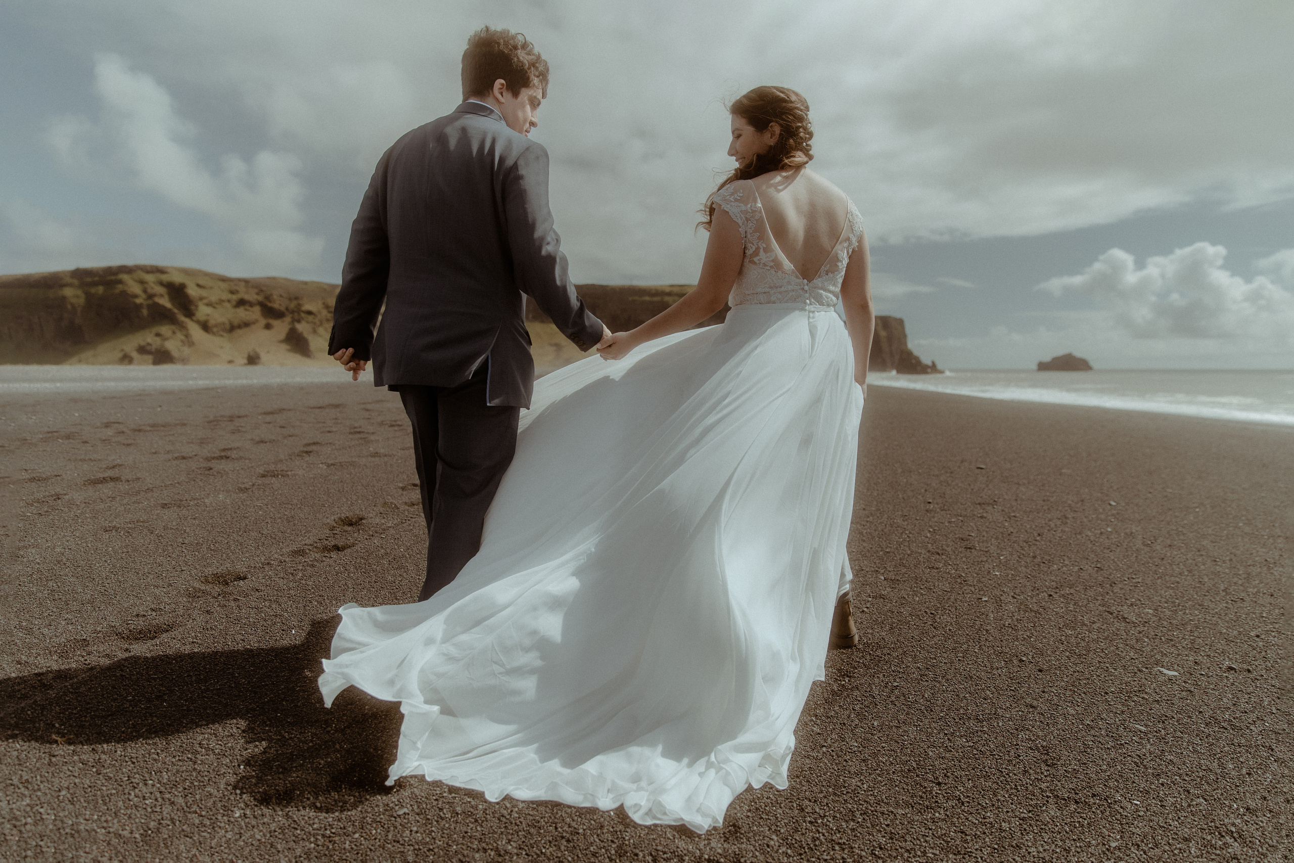 Private Black Sand Beach Elopement. Iceland elopement photographer & videographer