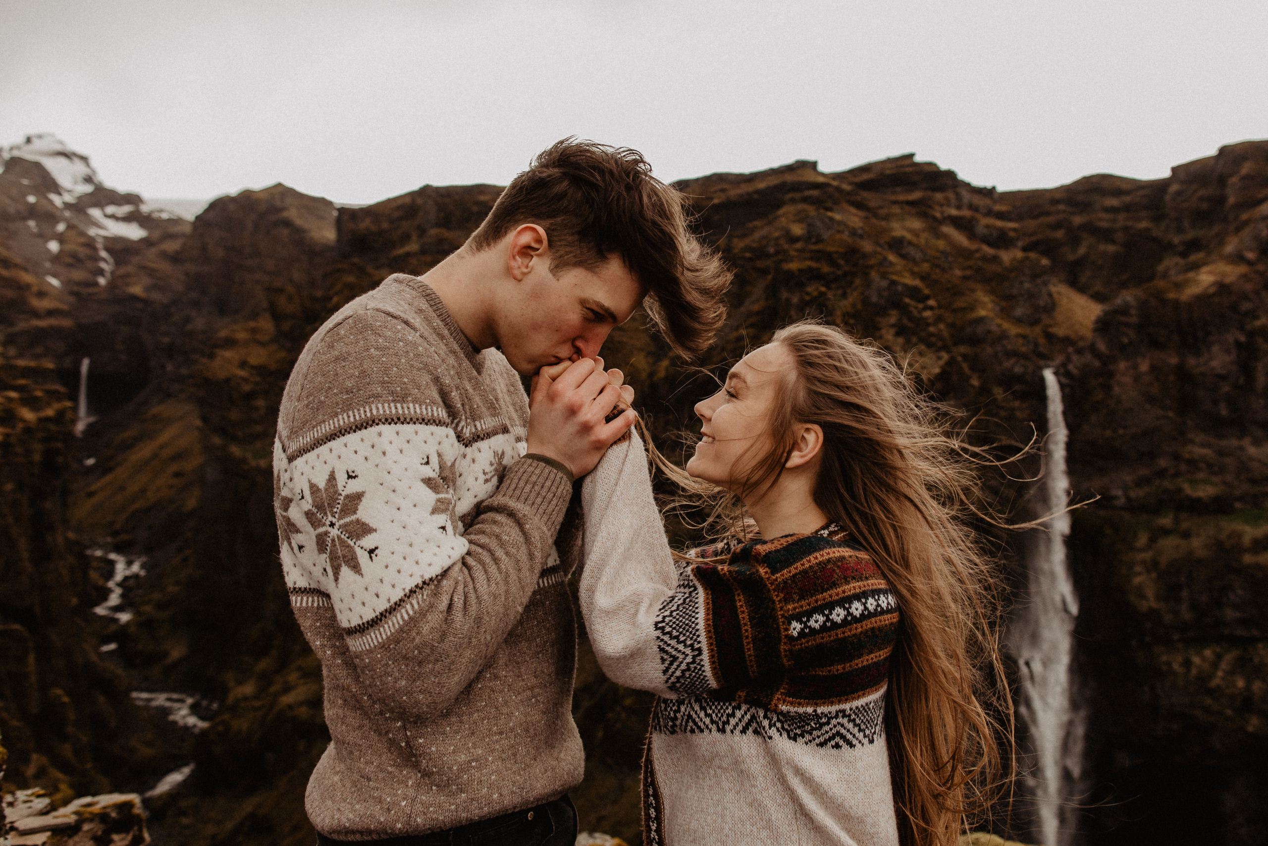 Couple photoshoot in front of volcano eruption in Iceland. Iceland elopement photo and video | Nikolaichik Photo