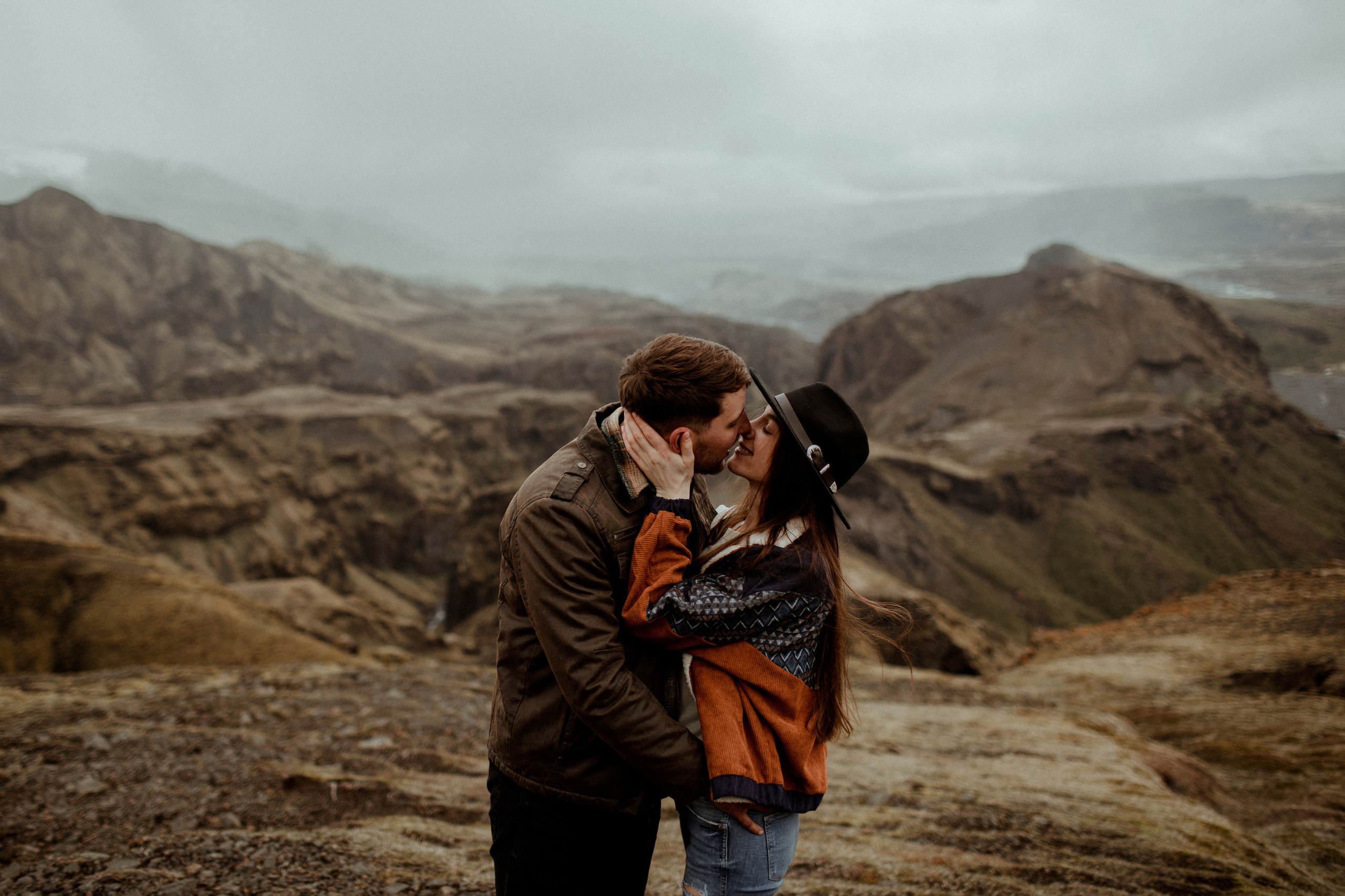 Hiking photoshoot in highlands of Iceland. Iceland elopement photographer & videographer