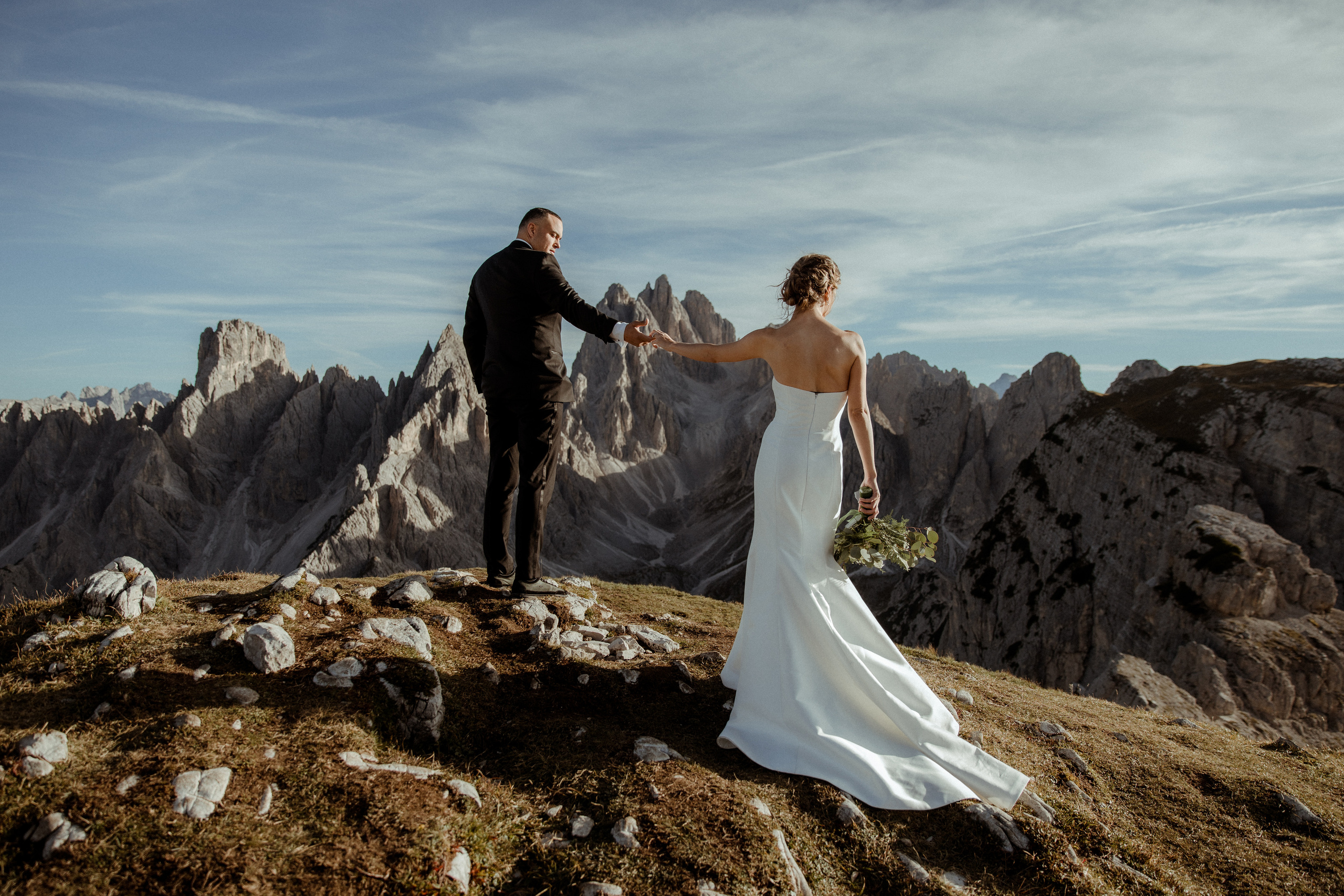 Sunrise Dolomites Elopement. Iceland elopement photographer & videographer