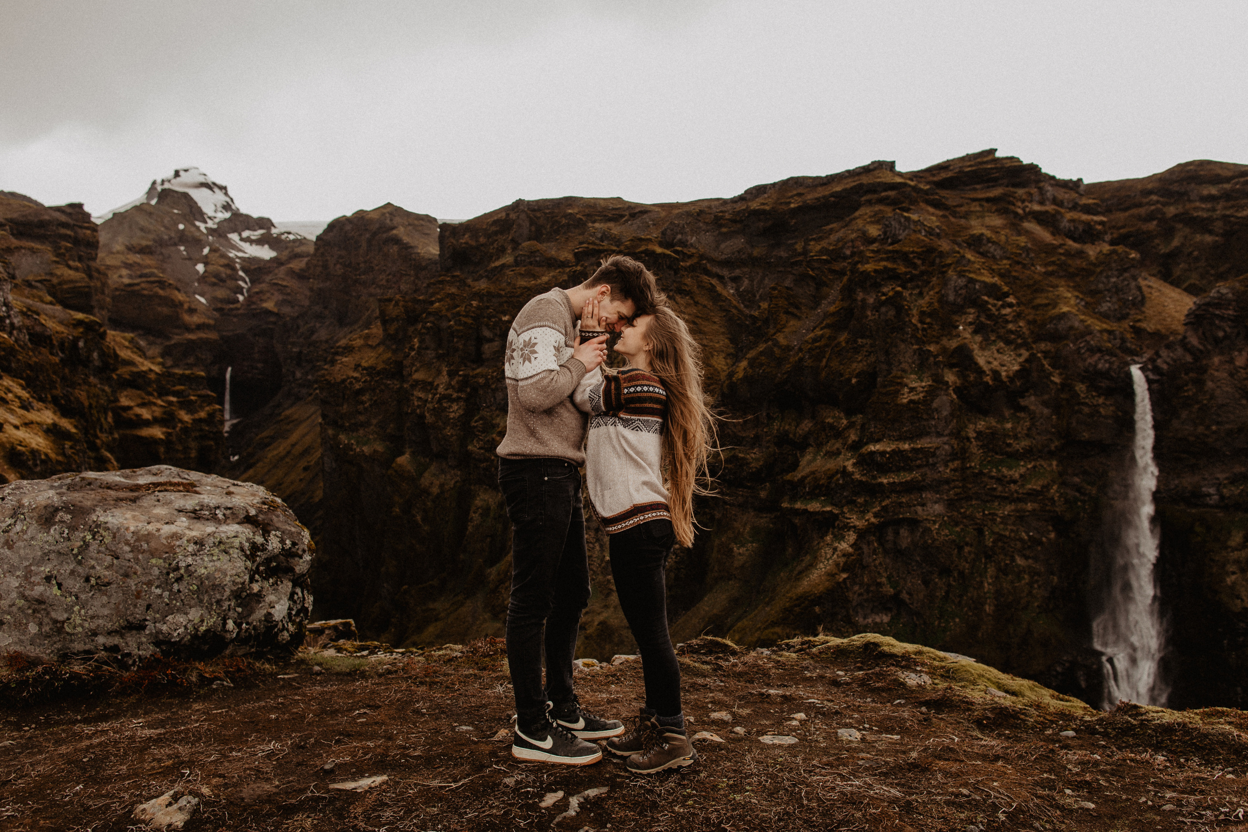 Couple photoshoot in front of volcano eruption in Iceland. Iceland elopement photo and video | Nikolaichik Photo