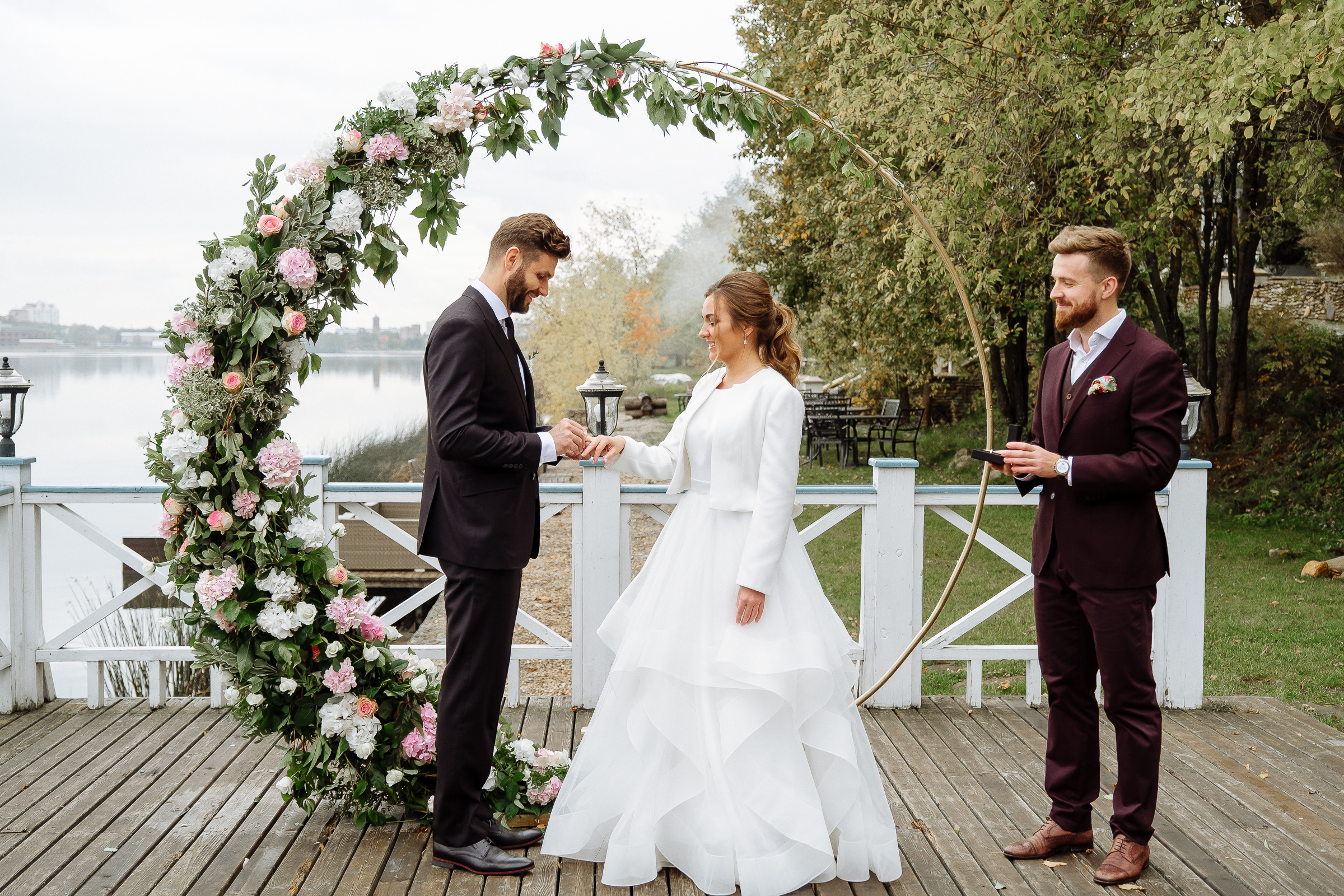 Bride’s ceremony smile, by Tanya Bodgan, Truro wedding photographer.