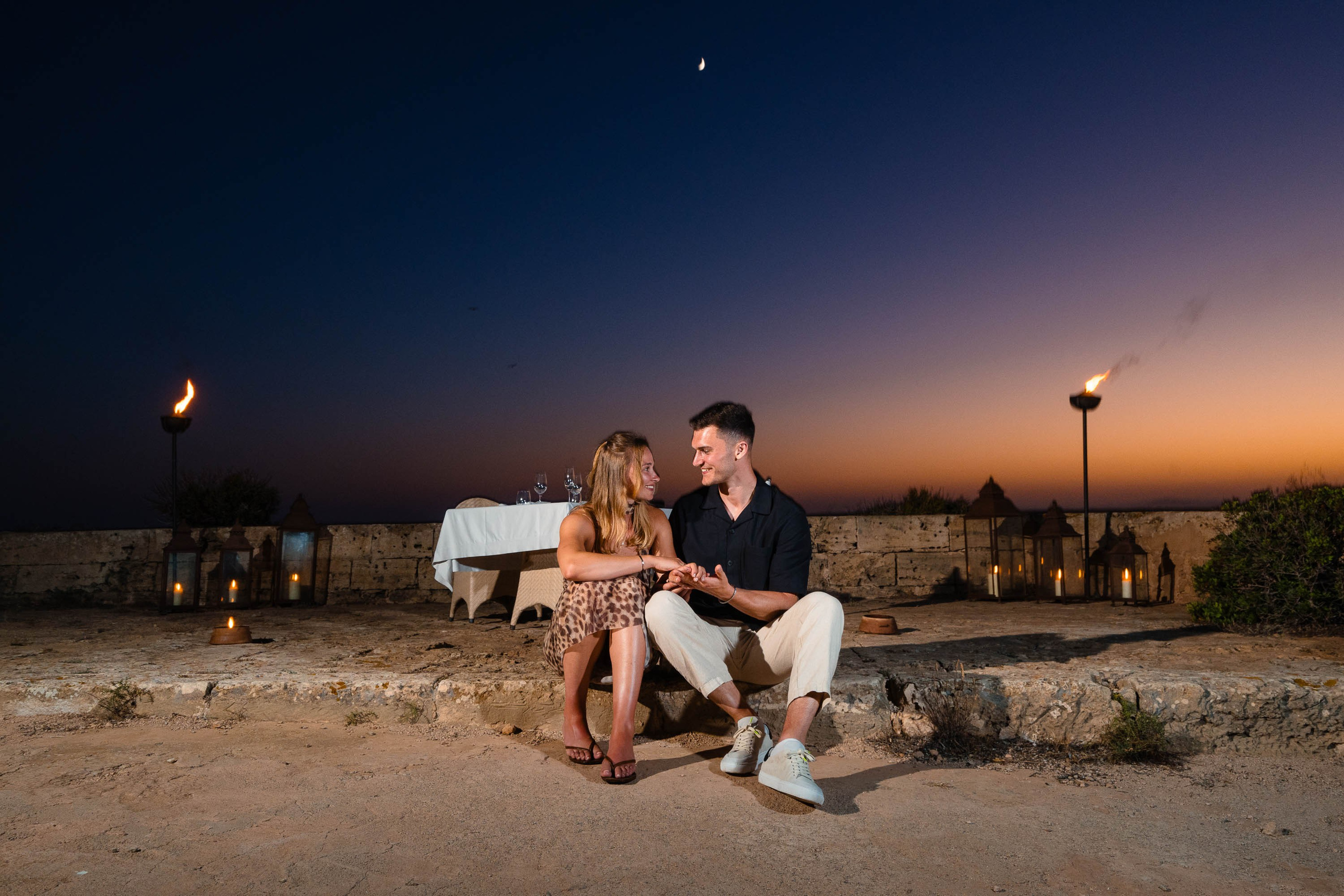 Dusk Wedding Proposal Cap Rocat. Mallorca Wedding, Corporate & Social Photographer