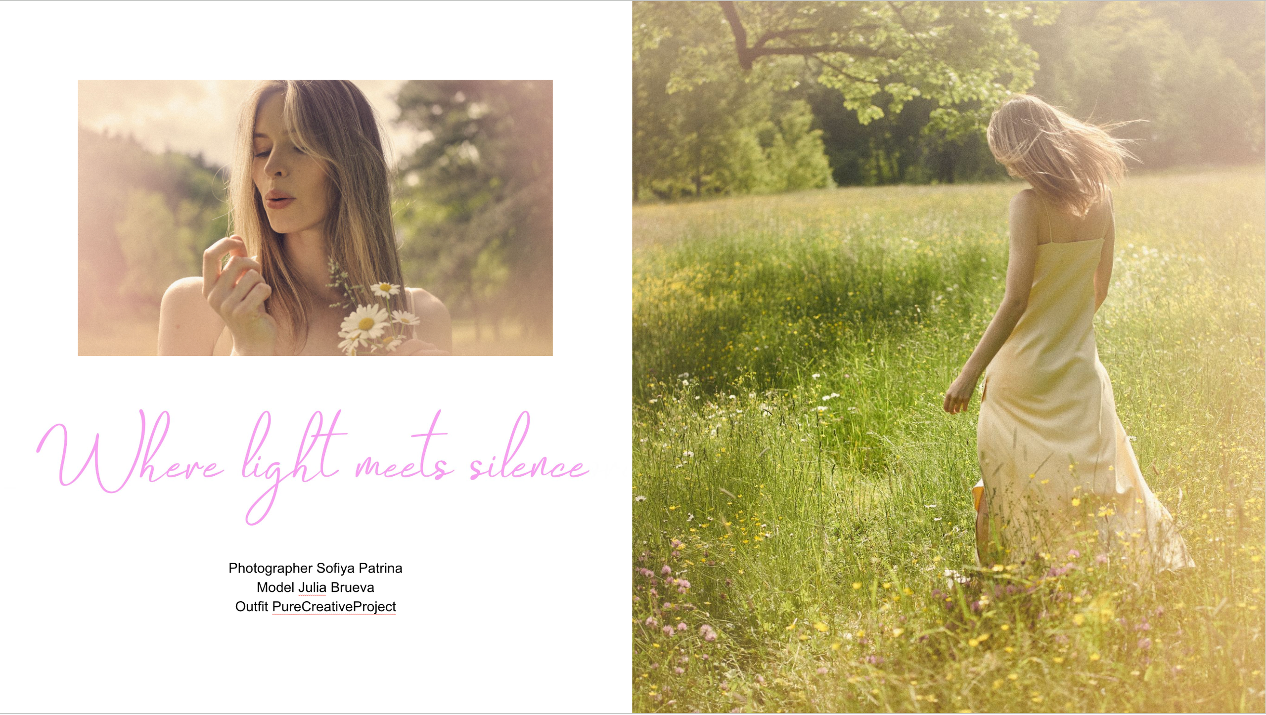 Artistic blurred and mysterious portrait of a young woman in a yellow dress running through a meadow, creative fashion photography