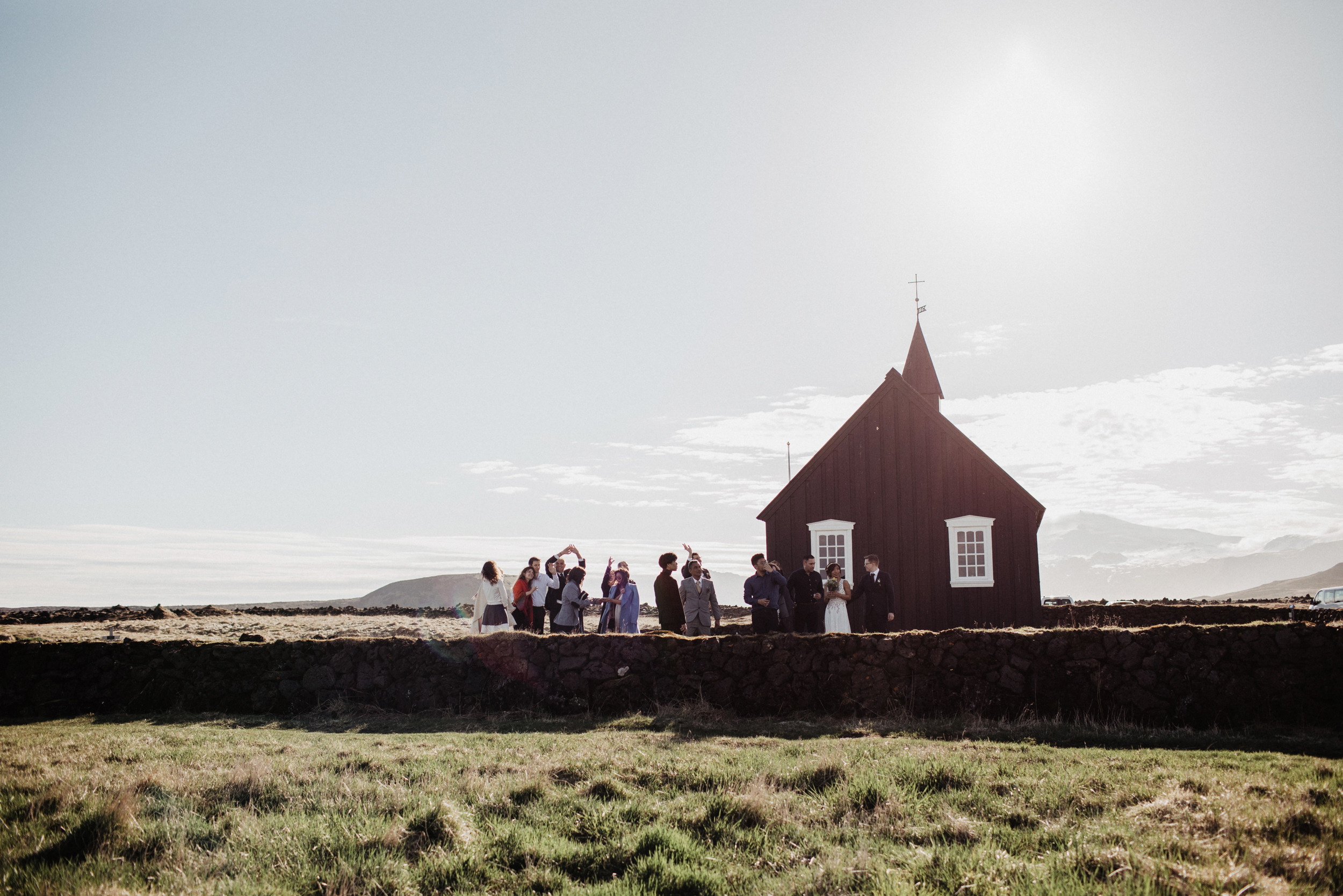Wedding in Budir black church in Iceland. Iceland elopement photographer & videographer
