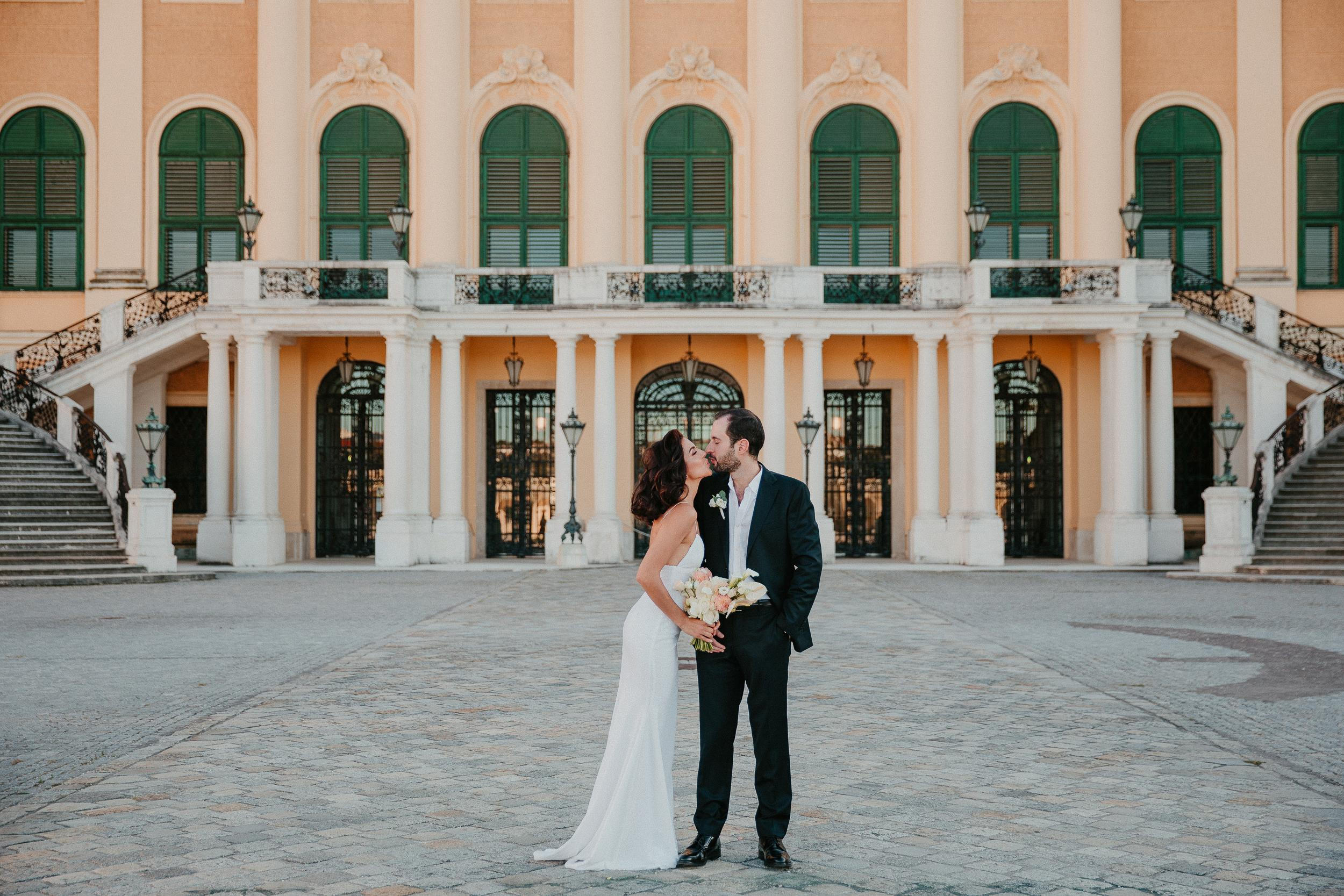 Wedding for two in Schönbrunn palace Vienna Austria. Iceland elopement photographer & videographer