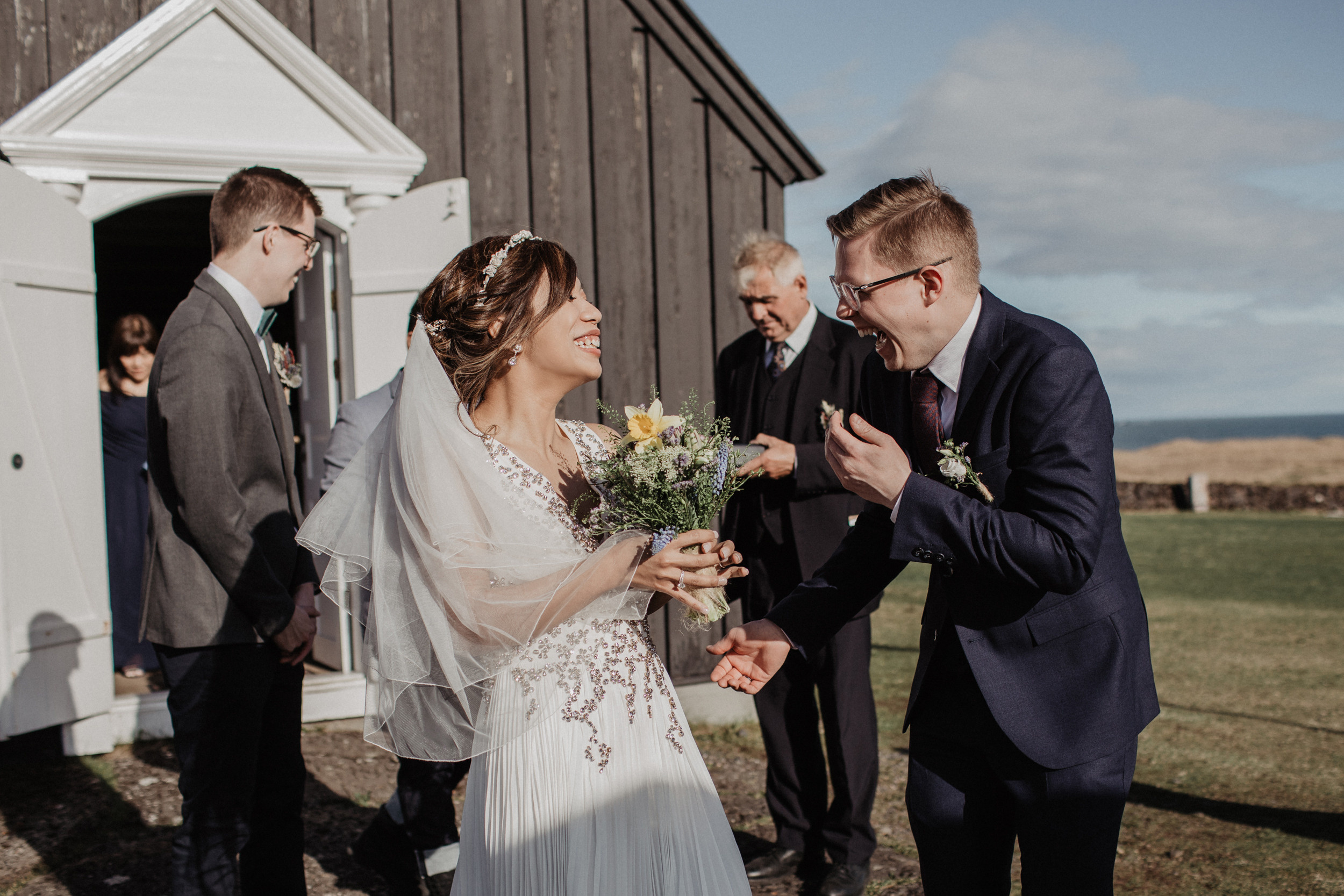 Wedding in Budir black church in Iceland. Iceland elopement photographer & videographer