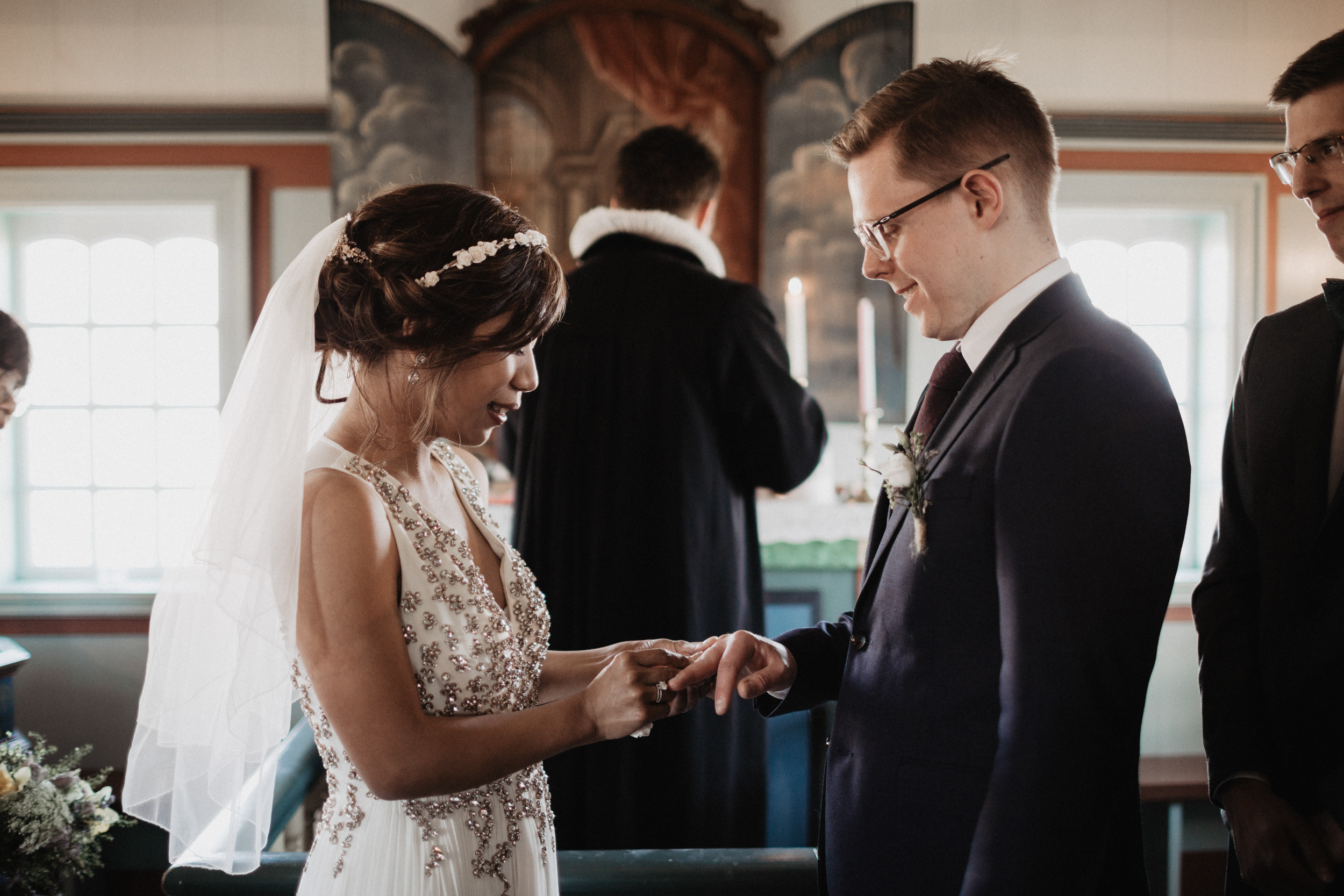 Wedding in Budir black church in Iceland. Iceland elopement photographer & videographer