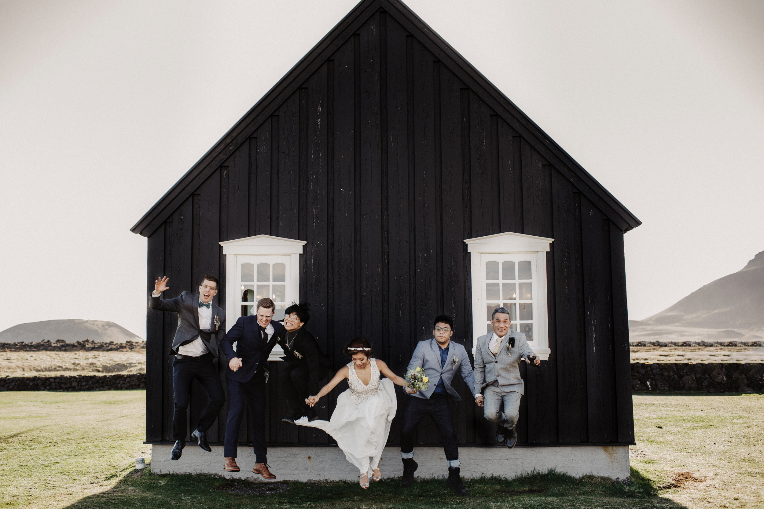 Wedding in Budir black church in Iceland. Iceland elopement photographer & videographer