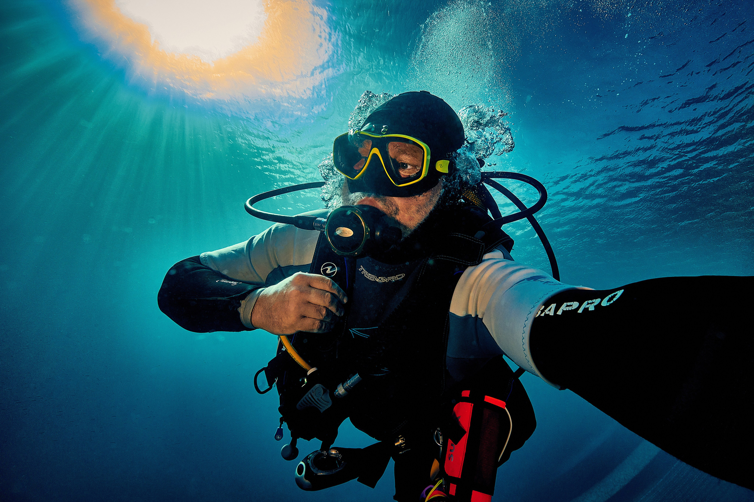 Fotograf podwodny Andriej Szypiłow. Portret podwodny. Underwater photographer Andriej Szypilow. Underwater portrait.