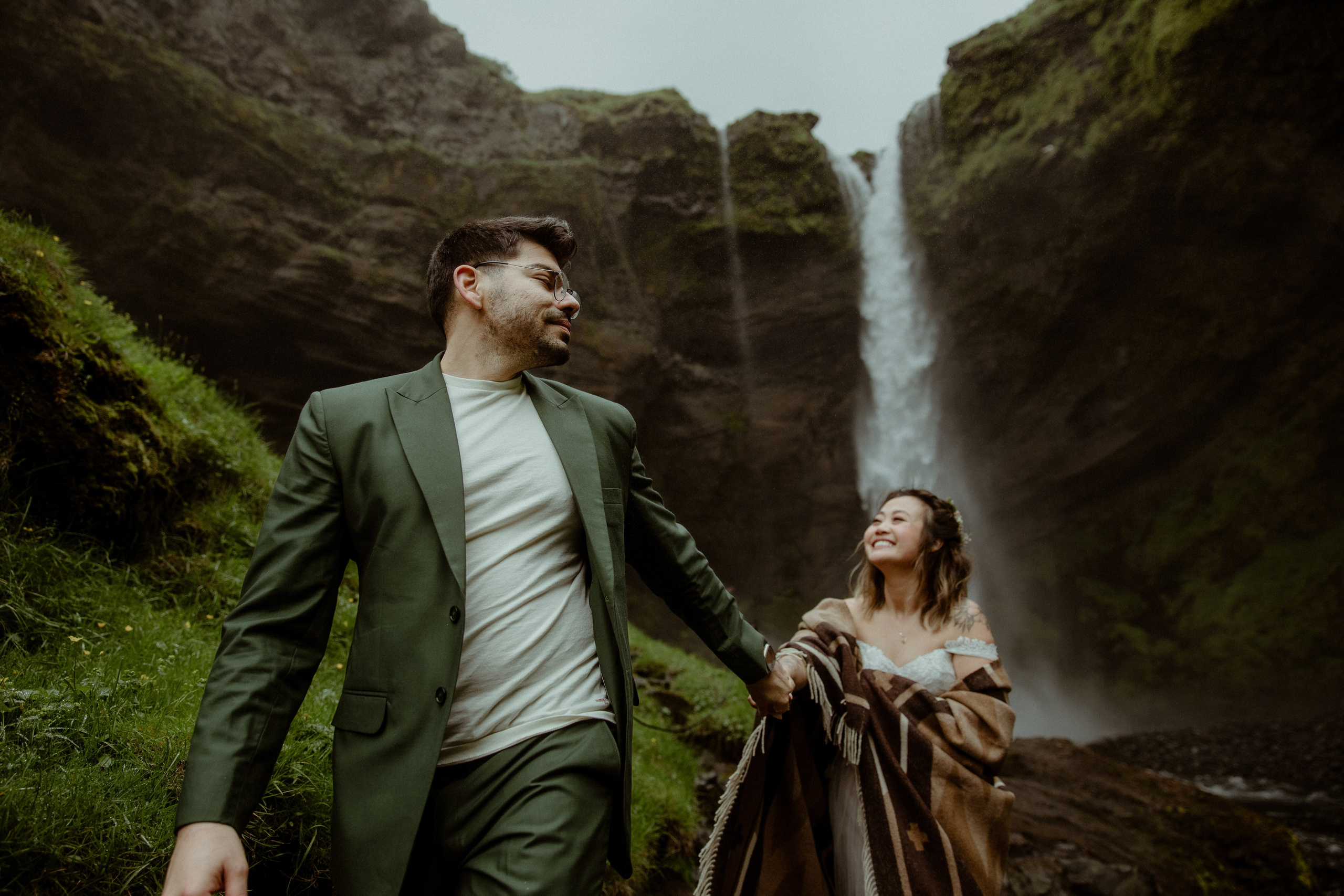 Elopement at Kvernufoss Waterfall. Iceland elopement photo and video | Nikolaichik Photo