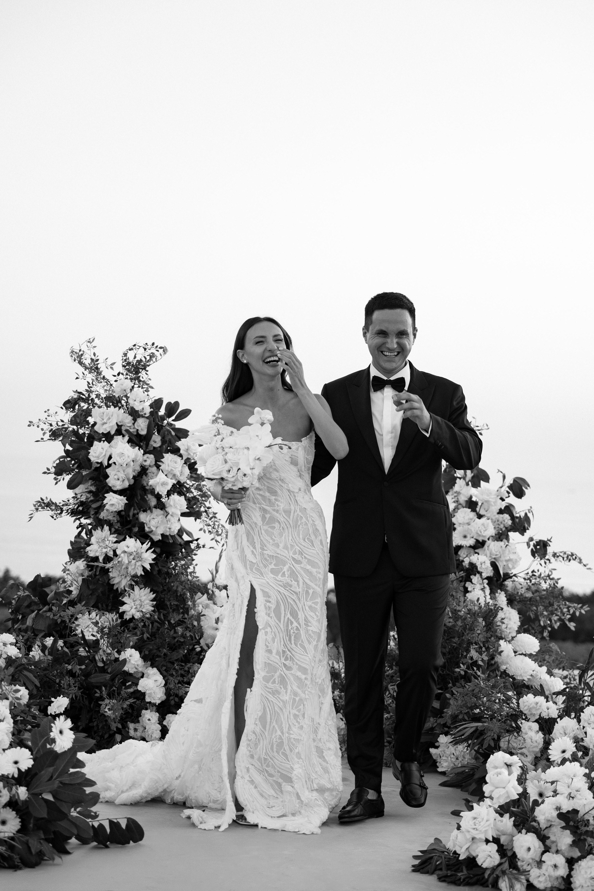 Black and white editorial photo of model outdoors