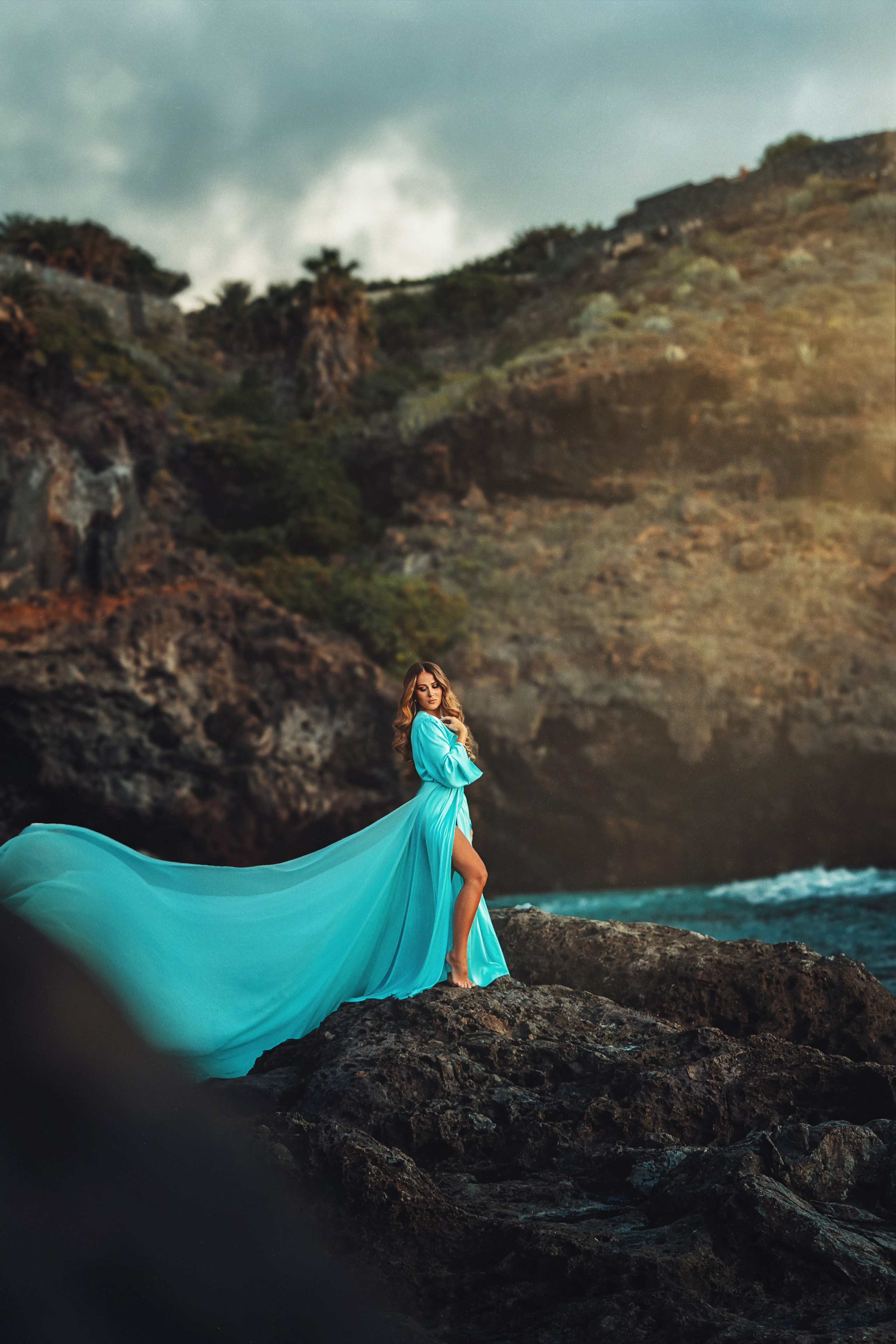 Sesion personal con el vestido volador color menta. Fotografía profesional en Tenerife Tania Bonnet